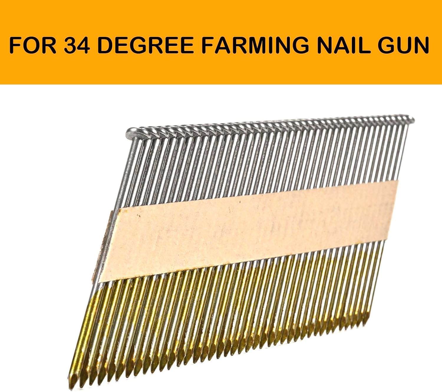 BHTOP 3 Inch X .120 Framing Nails, Smooth Shank Paper Tape Nails for Framing Nailer，34 Degree Bright Finis Collated Nails 1000 Pack image number 1