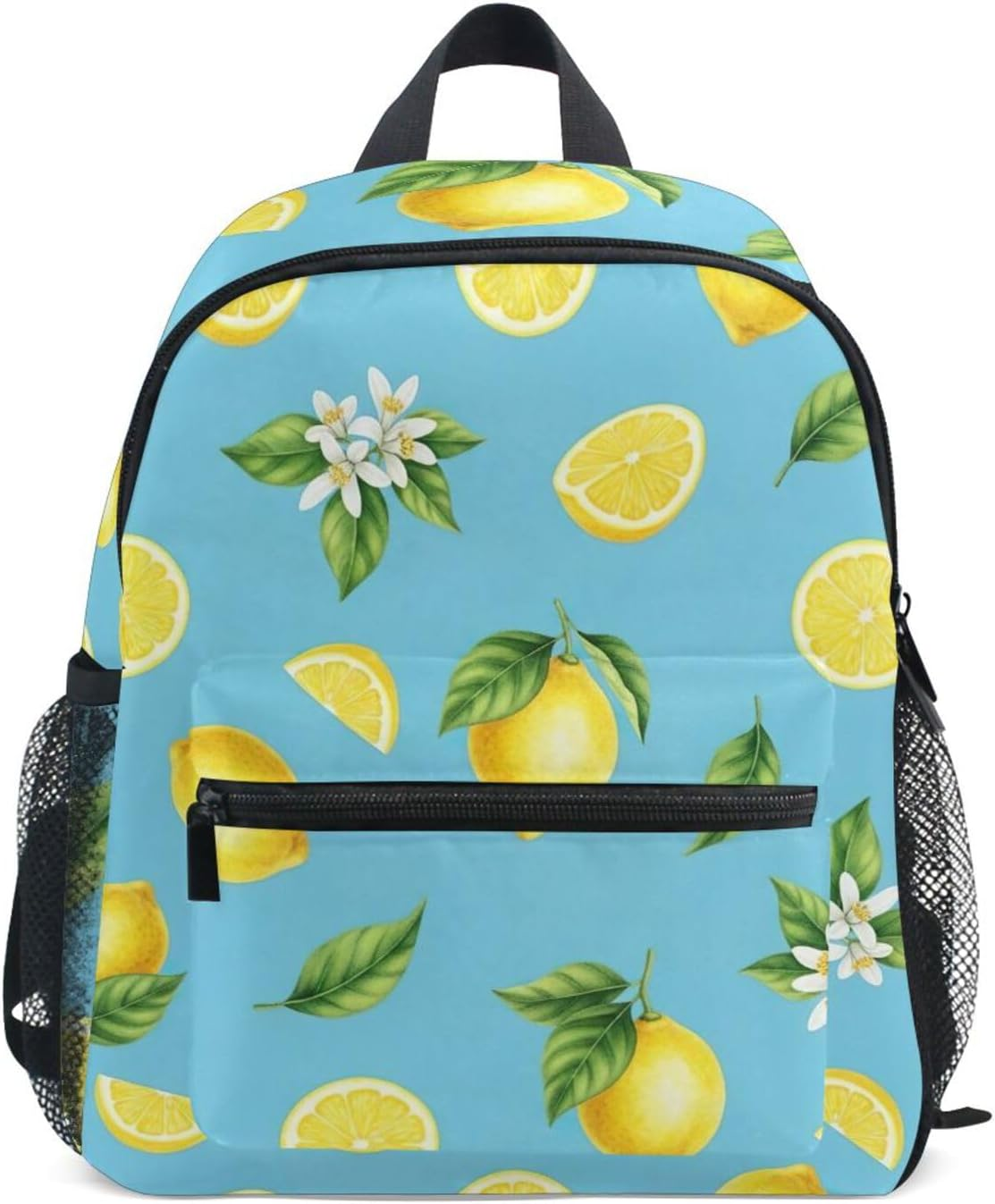 RPLIFE Watercolor Yellow Lemons Blue Toddler Girl Backpack with Name Tag, Small, 3-8 Years