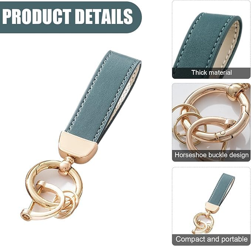 Car Keychain Microfiber Leather Key Chain for Men Women,Universal Car Accessories for Keys Fobs 360 Degree Rotatable with Anti-Lost D-Ring 2 Key Ring and 1 Mini Screwdriver image number 5