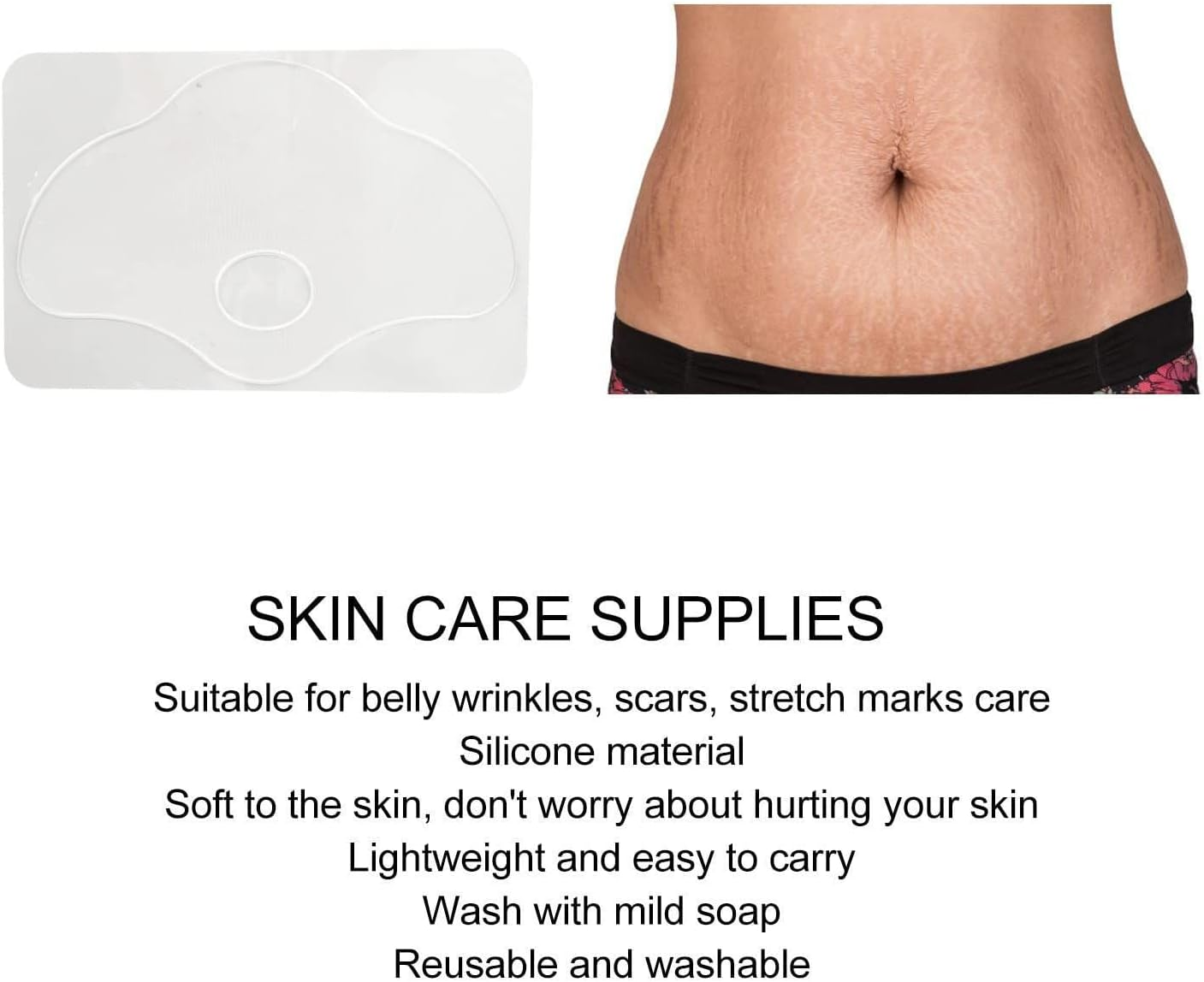 Stretch Mark Patch, Reusable Silicone Scar Removal Sheets, Silicone Anti-Aging Patches for Scar Stretch Marks and Belly Button Scar Removal Patches and Stretch Mark Removal Pads Qarido image number 3
