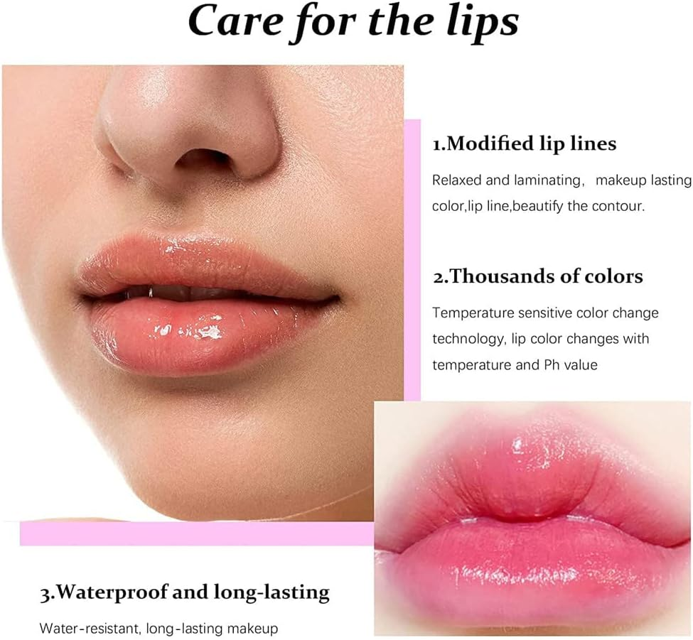 2PCS Color Changing Lip Balm, Aloe Vera Lipstick, Color Changing Lipstick for Women, Temperature Color Changing Lip Balm, Hydrate Lip Care Balm Tinted Jelly Lipstick (Jelly Lipstick) image number 2