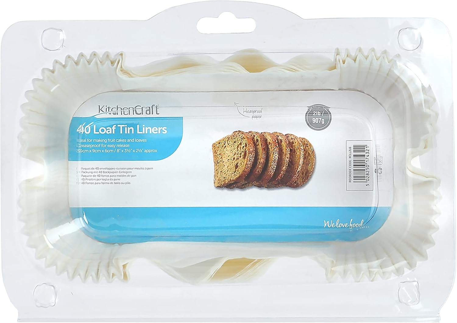 Kitchencraft Loaf Tin Liners, Non Stick 1Lb, White Paper, Easy Release and Clean-Up, 16,5 X 8.5 Cm, Pack of 40 image number 2