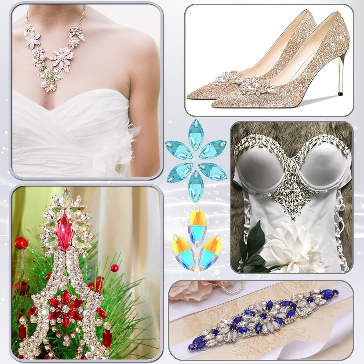 Horse Eye Rhinestones Flatback Sew on Rhinestone with 2 Holes 36Pcs 9X18Mm Glass Navette Shape Rhinestones for Crafts Project,Clothes,Costume,Shoes,Bags,Green