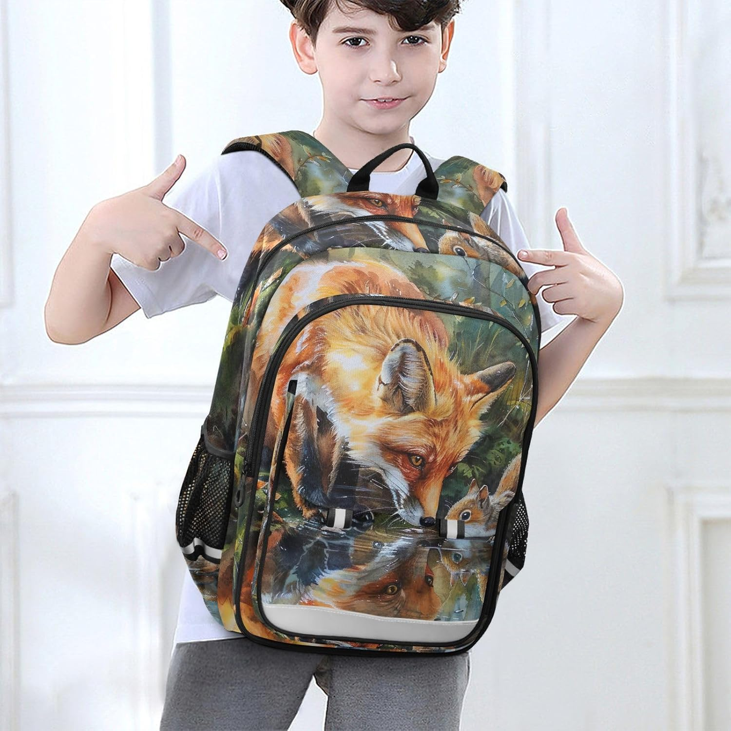 RPLIFE Forest Squirrel Fox Children'S Backpacks, Cool Backpacks for Kids, Backpack for 7 Year Old Boy, Forest Squirrel Fox, One Size, Traditional Backpacks image number 6