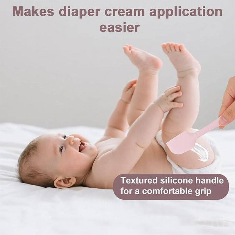 Diaper Rash Cream Applicator Spatulas with Suction Cup Base, 2Pcs Mini Rash Cream Brush Silicone Diaper Applicator Brush, Diaper Cream Soft Silicone Brushes with Suction Base image number 3