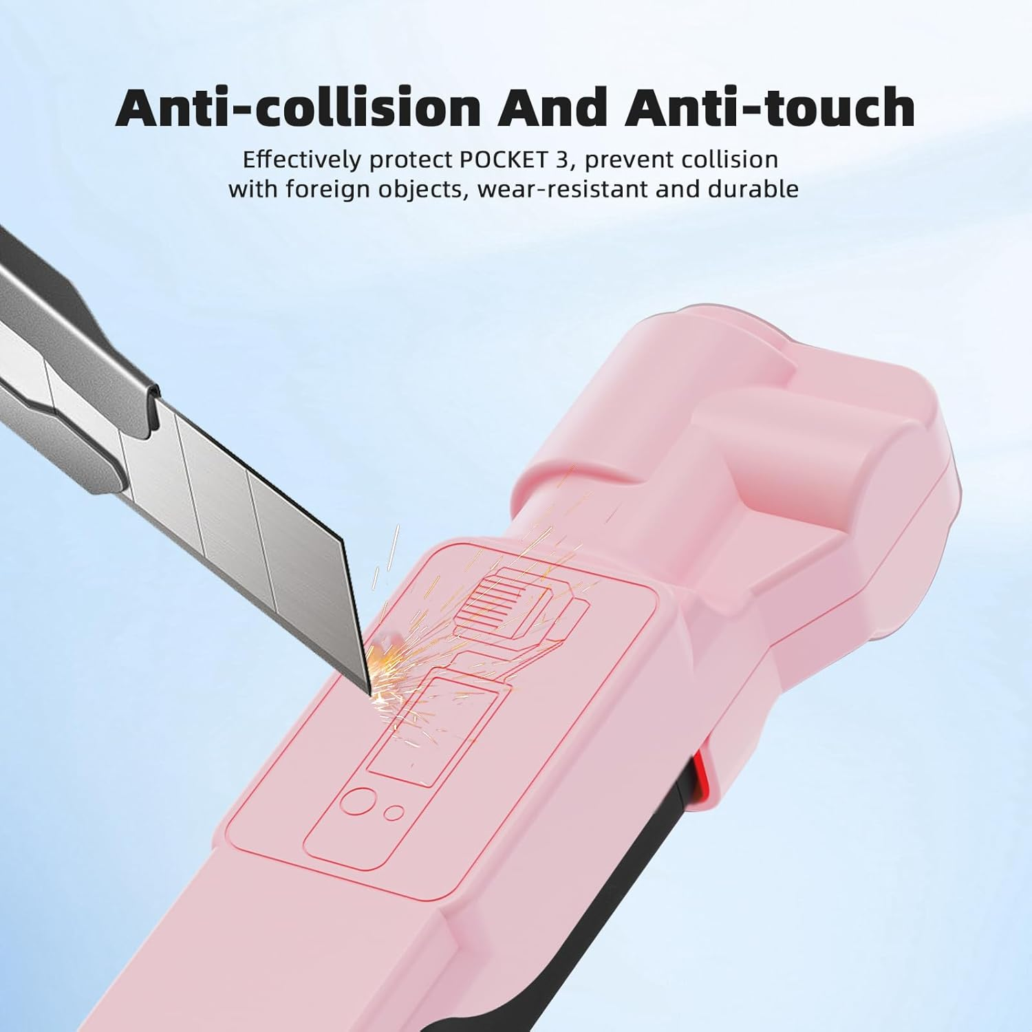 BRDRC Pocket 3 Protective Cover Case, Gimbal Lens Cap Screen Protector for DJI Osmo Pocket 3 Creator Combo Accessories (Black) - Blue image number 7