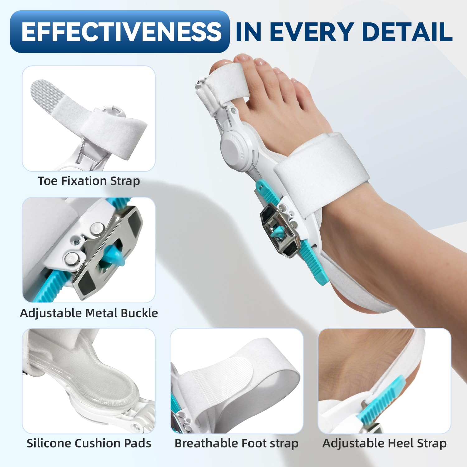 Bunion Corrector for Women and Men, Adjustable Bunion Corrector for Relief, Orthopedic Big Toe Straightener with Silicone Pad, Bunion Splint Suitable for Left and Right Feet Hallux Valgus Correction (2PCS) image number 1