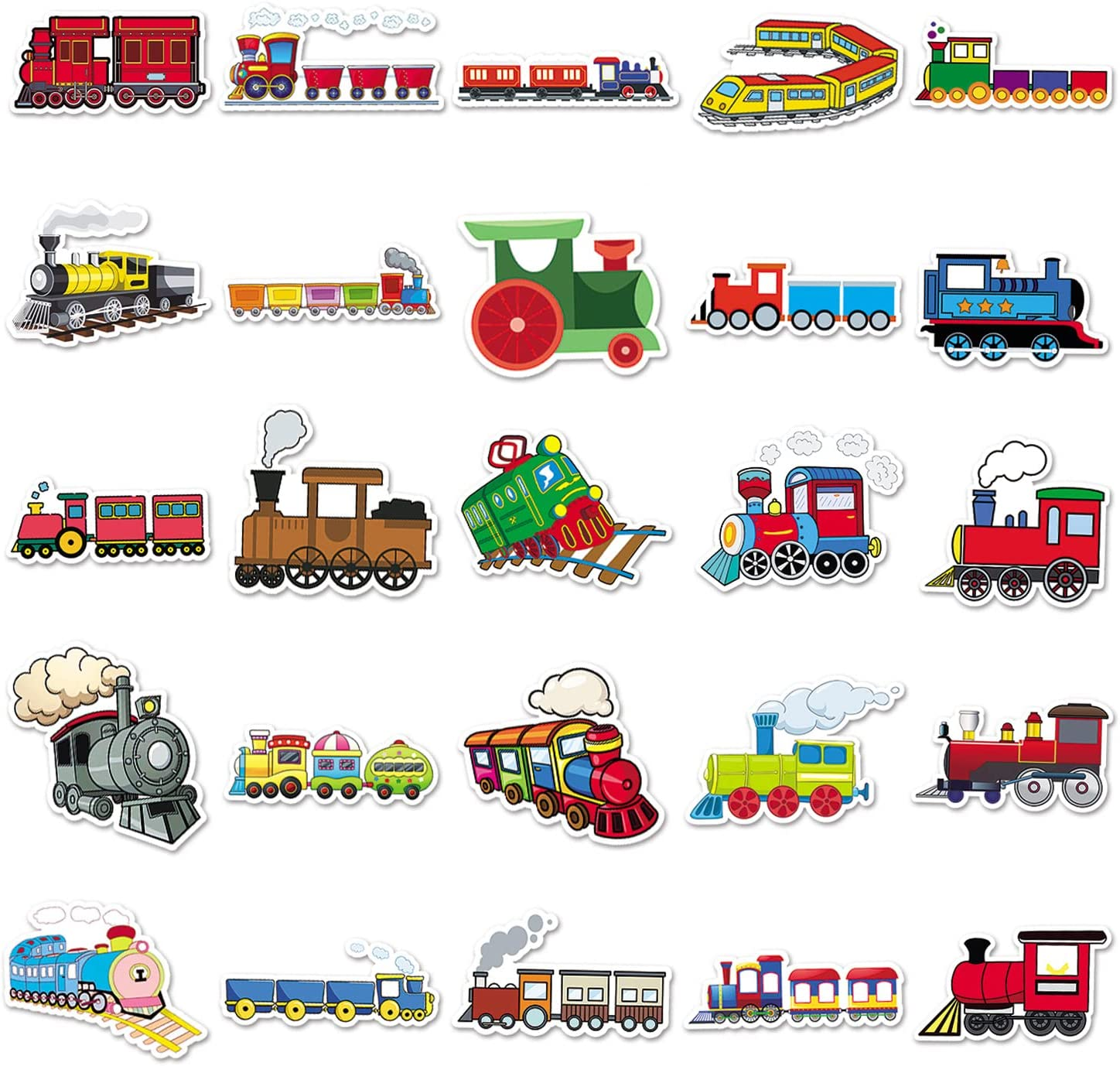 50 Packs Train Stickers Water Bottles Laptop Phone Motorcycle Computer Guitar Skateboard Hydroflasks Train Vinyl Sticker Waterproof Aesthetic Trendy Decals for Teens Girls Adults image number 4