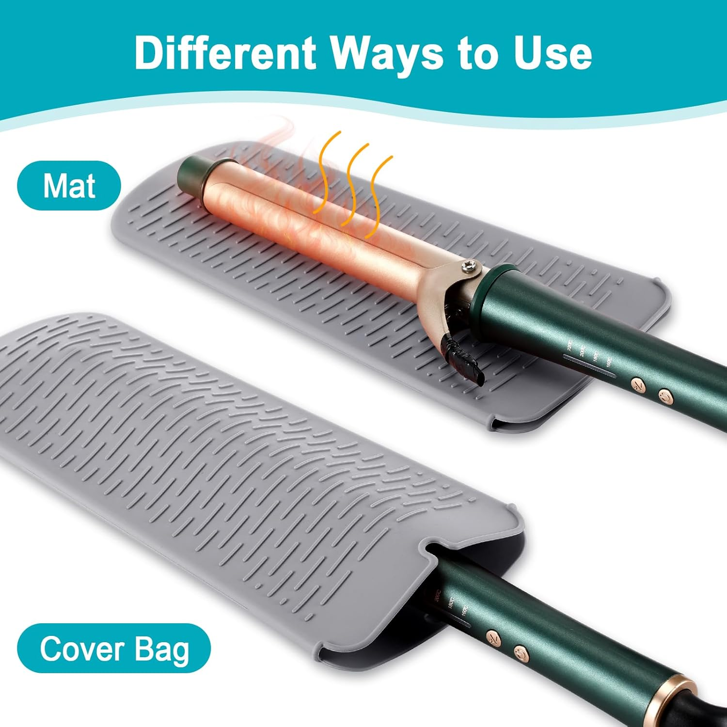 Shappy 2 Pieces Curling Iron Travel Case Cover Heat Resistant Flat Iron Holder Case Sleeve Neoprene Straightener Holder and Silicone Hot Tools Flat Bag(Marble Style) image number 3