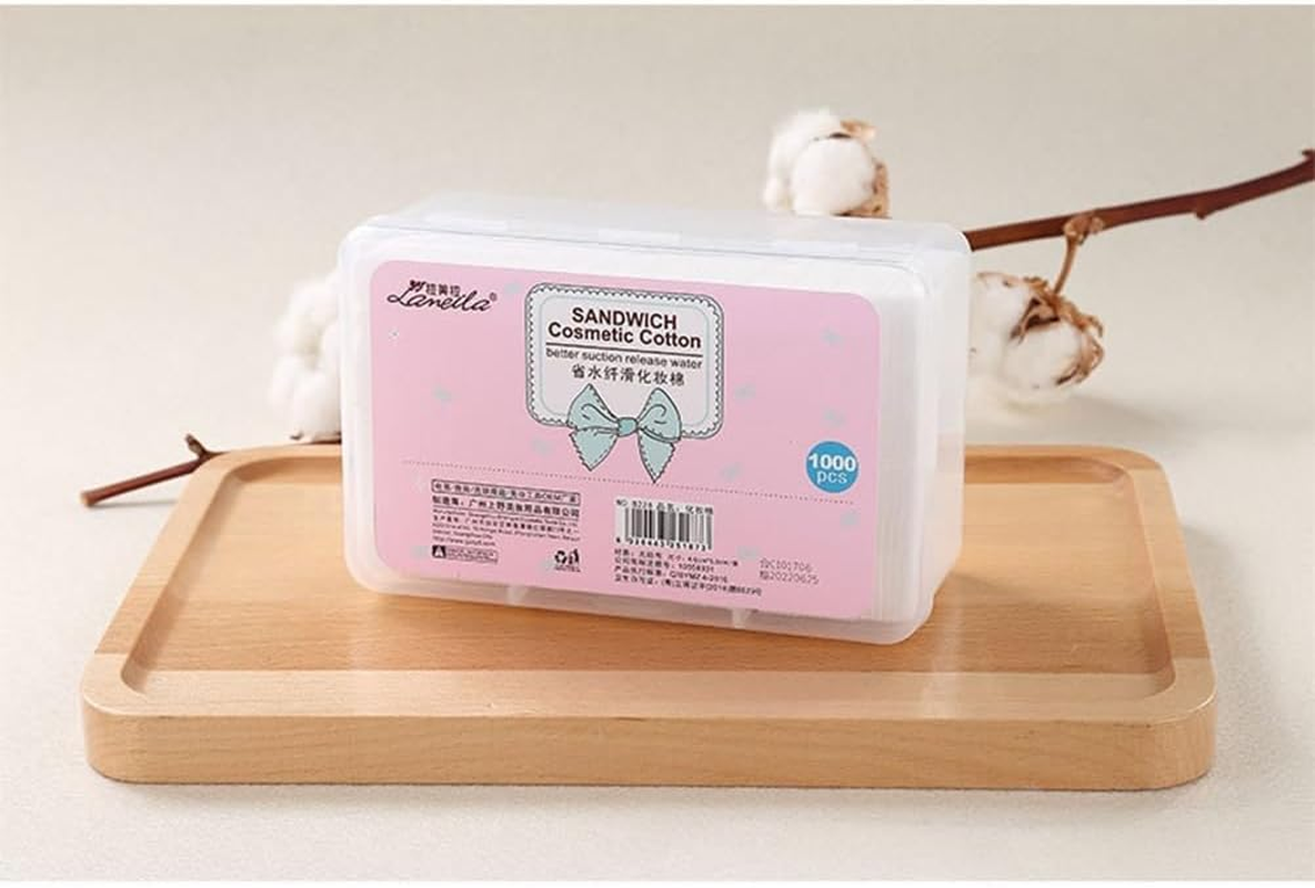 Healeved Cotton Wool Pads - 1000 Pcs Cotton Pads, Non-Fleecing, No Shed, 100% Pure Cotton Wool for Make-Up Removal, Discs Face, Nails, Manicure - Disposable Make up Remover Pads