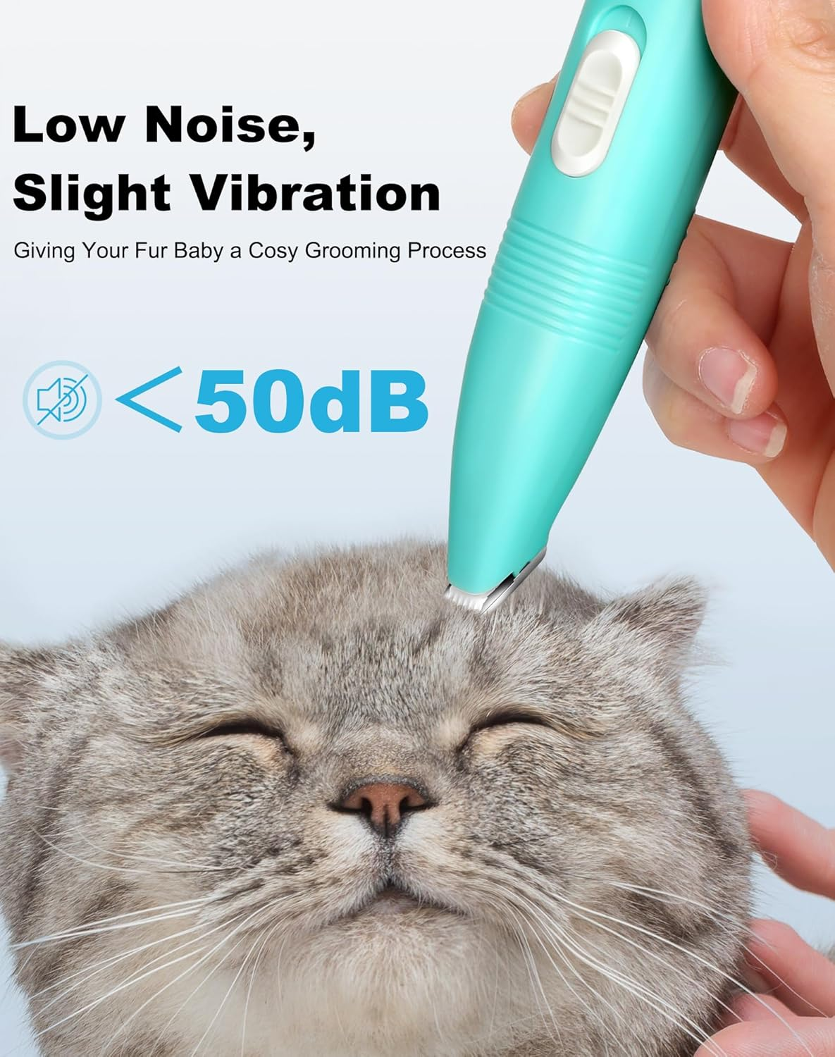 Dog Grooming Clippers, Dog Paw Trimmer with Detachable Ceramic Blade for Trimming Small Areas of Pet'S Hair, Low Noise Paw Grooming Shaver for Cat'S Eyes Face Ears Paws (Blue) - White image number 6