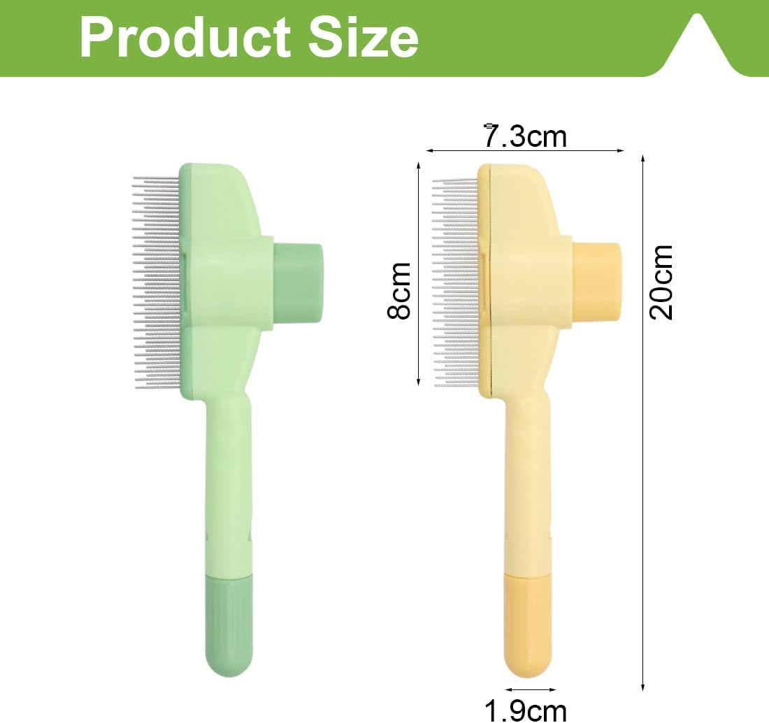 OUDQFCJ Pack of 2 Self-Cleaning Flea Comb and Grooming Brush for Pets, Flea Comb for Cats and Dogs with Button for Quick Cleaning of Lost Hair image number 2