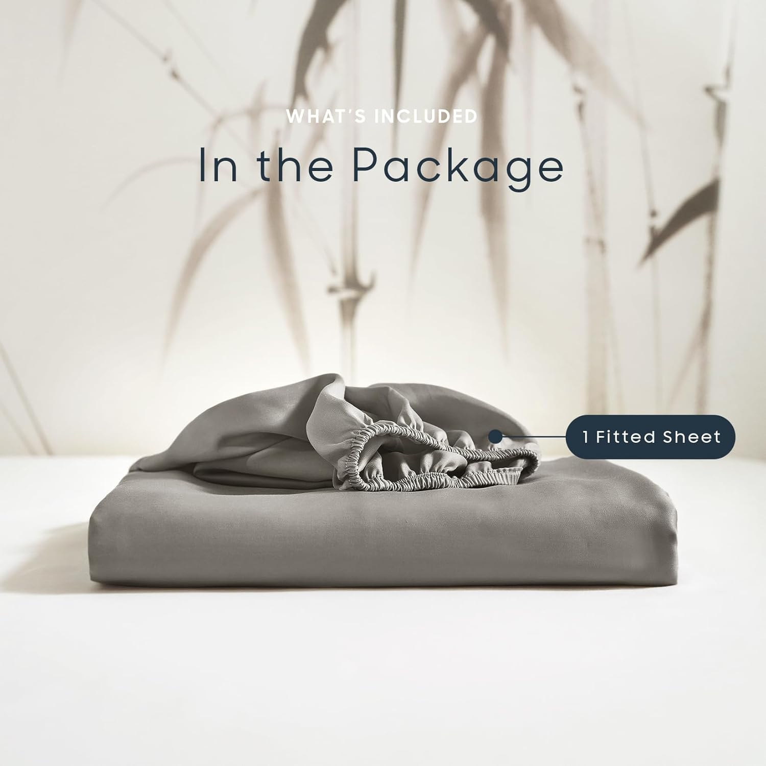 Wake in Cloud - 100% Bamboo Fitted Sheet, 1 Piece, Cooling Breathable & Silky Soft, Extra Deep, Grey, Queen Size image number 4