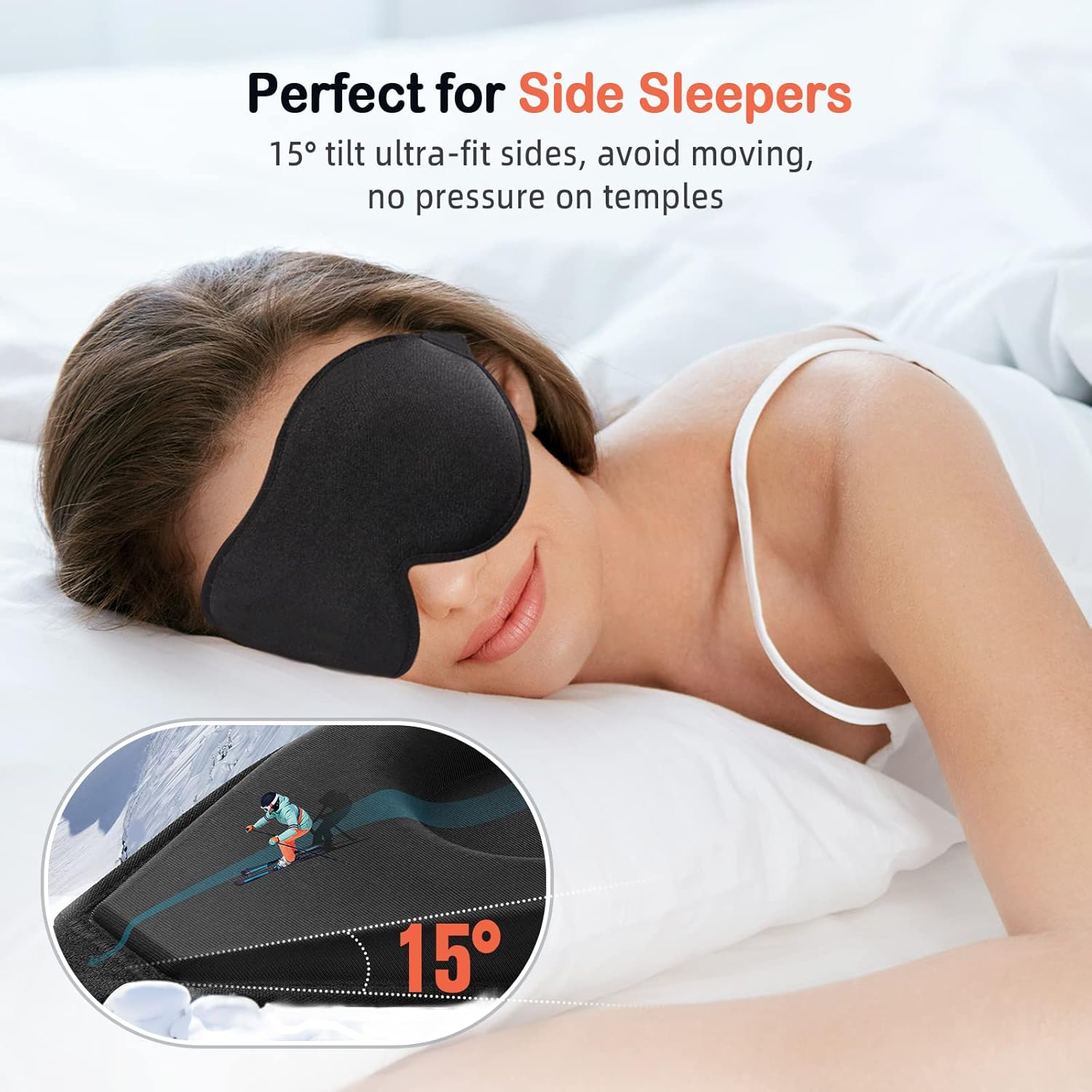 Litbear Sleep Mask for Side Sleeper Women Men, Eye Mask for Sleeping Light Blocking, 3D Contoured Cup Sleeping Mask, Soft Breathable Sleep Eye Mask with Adjustable Elastic Strap for Flight Nap image number 2