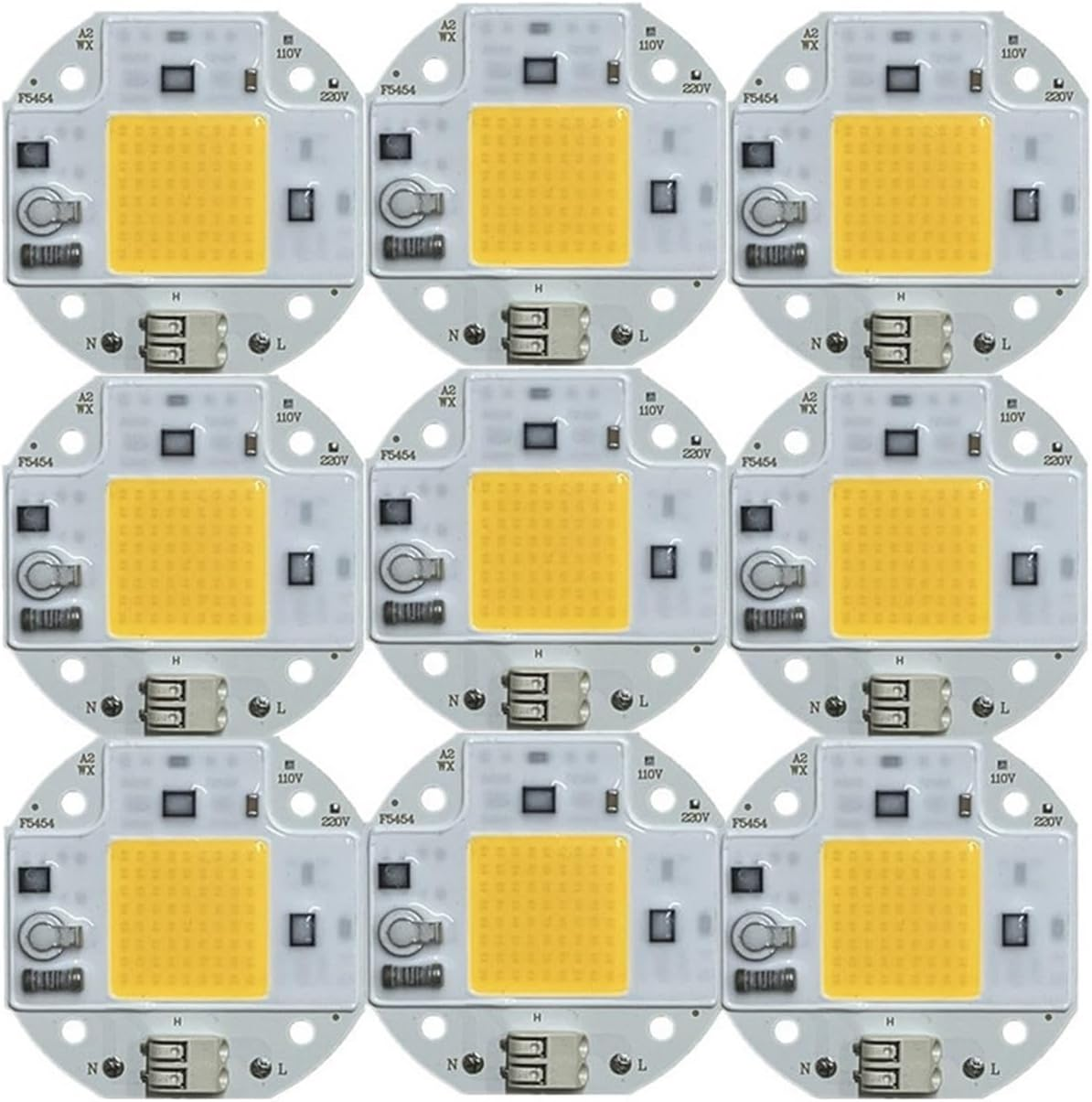 NFGZFNMKYW 9Pcs/ Lot 100W 70W 50W COB LED Chip 220V 110V LED COB Chip Welding Free Diode for Spotlight Floodlight Smart IC No Need Driver(Plant Light,110V_70 W)