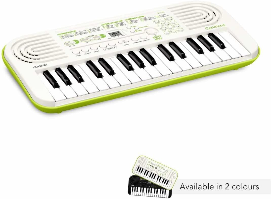 Casio SA-50 32 Mini-Keys Keyboard in White and Green and Rhythm Warriors Animated Online Lessons image number 1