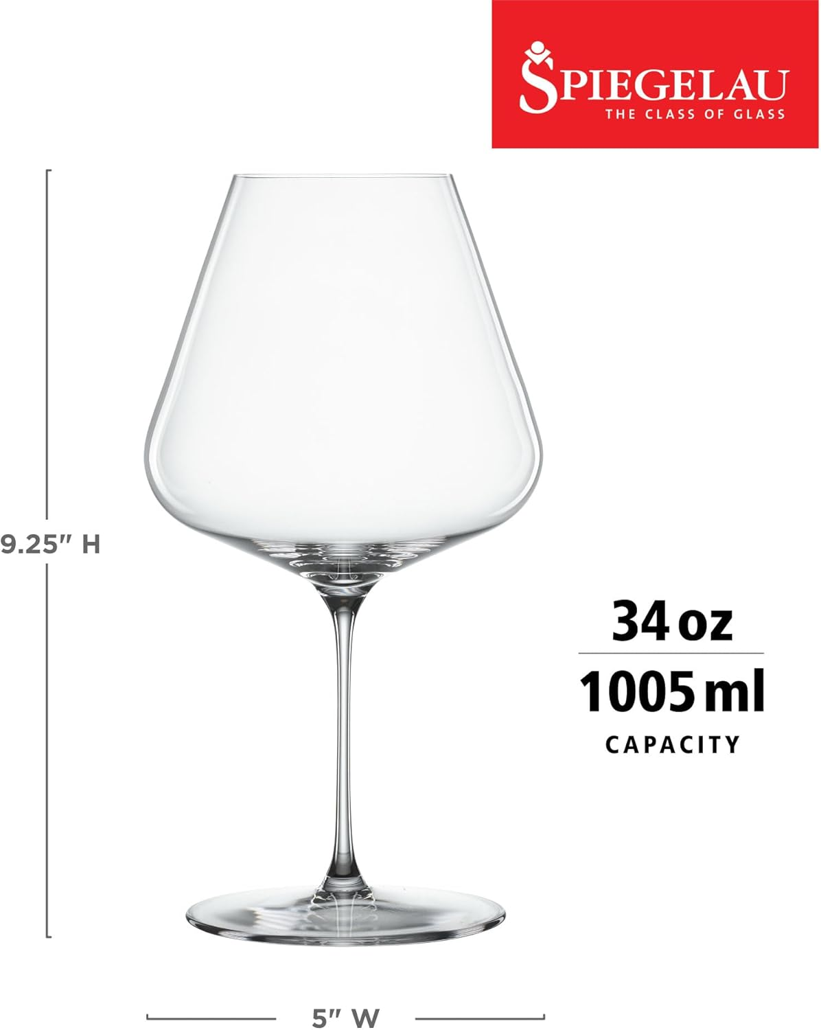 Spiegelau Definition Burgundy Glass, Clear &ndash; Elegant Crystal Drinkware for Light-Bodied Red Wines &ndash; Machine-Made, Durable & Dishwasher Safe &ndash; 960 Ml Capacity (Pack of 2) image number 5