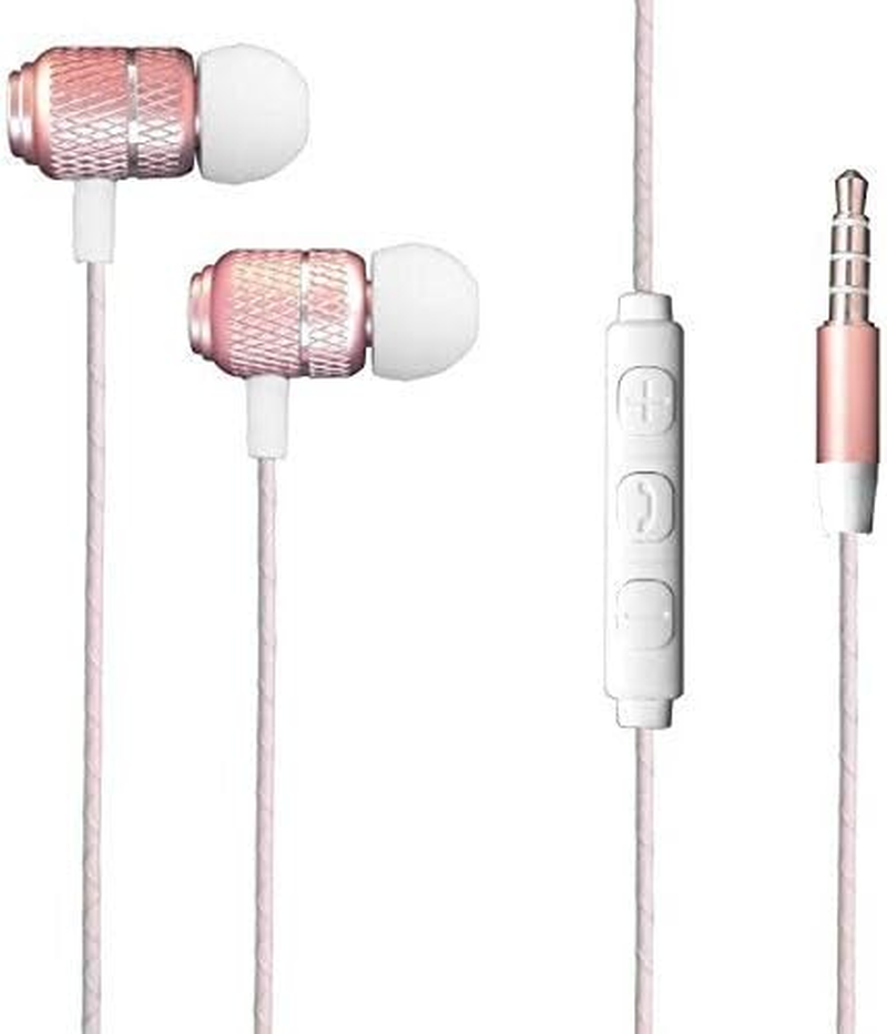 Moto E6 Wired Bass Stereo In-Ear Headphone Earphone Headset Earbuds with Remote and Mic Microphone with 3.5Mm Jack (Rose Gold)