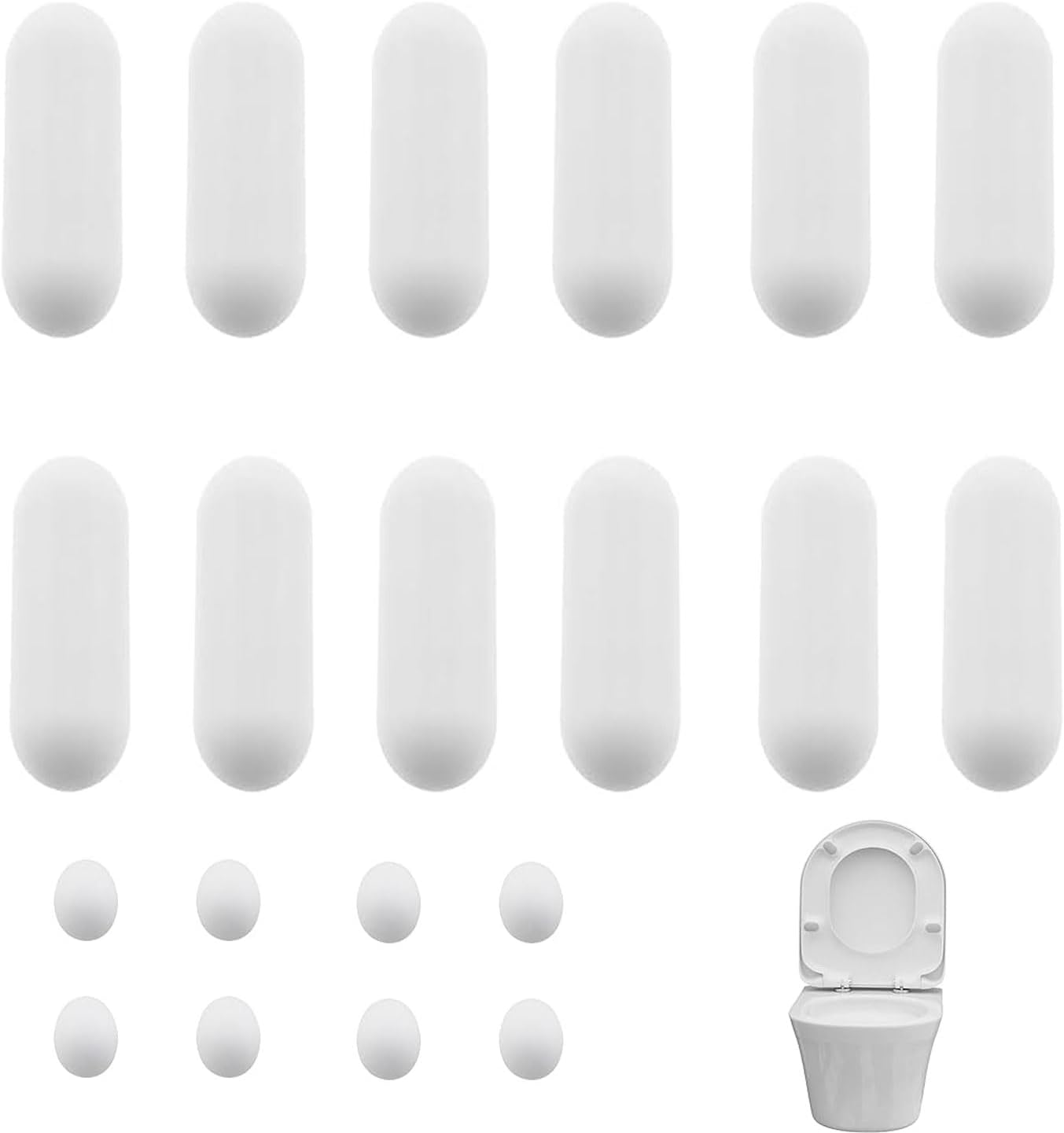 20Pcs Toilet Seat Bumpers Set, Universal Toilet Seat Lid Buffers, Anti-Noise Toilet Lid Cushions Pads, Toilet WC Seat Buffer Replacement Kit for Home Hotel Bathroom Hospital (White) image number 2