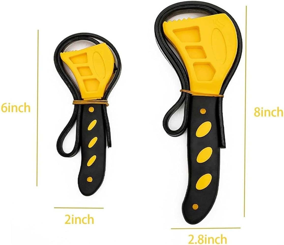 WADY 2PCS Rubber Strap Wrench, Oil Filter Wrench & Jar Opener for Plumbing, Tight Spaces (6-8 Inches), Reinforced Belt Pipe Wrench for Mechanics, Plumbers, DIY Home Repair (Red) image number 6