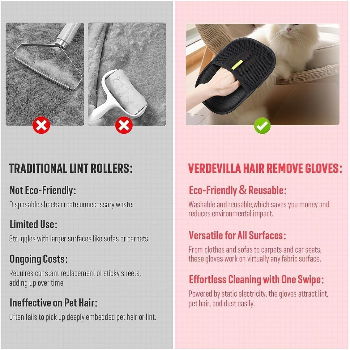 Pet Hair Remover Glove 1PCS Magic Brush Pet Hair Remover Glove Reusable Cat Dog Grooming Mitt for Home Cleaning,Gentle Deshedding Massage Tool image number 1