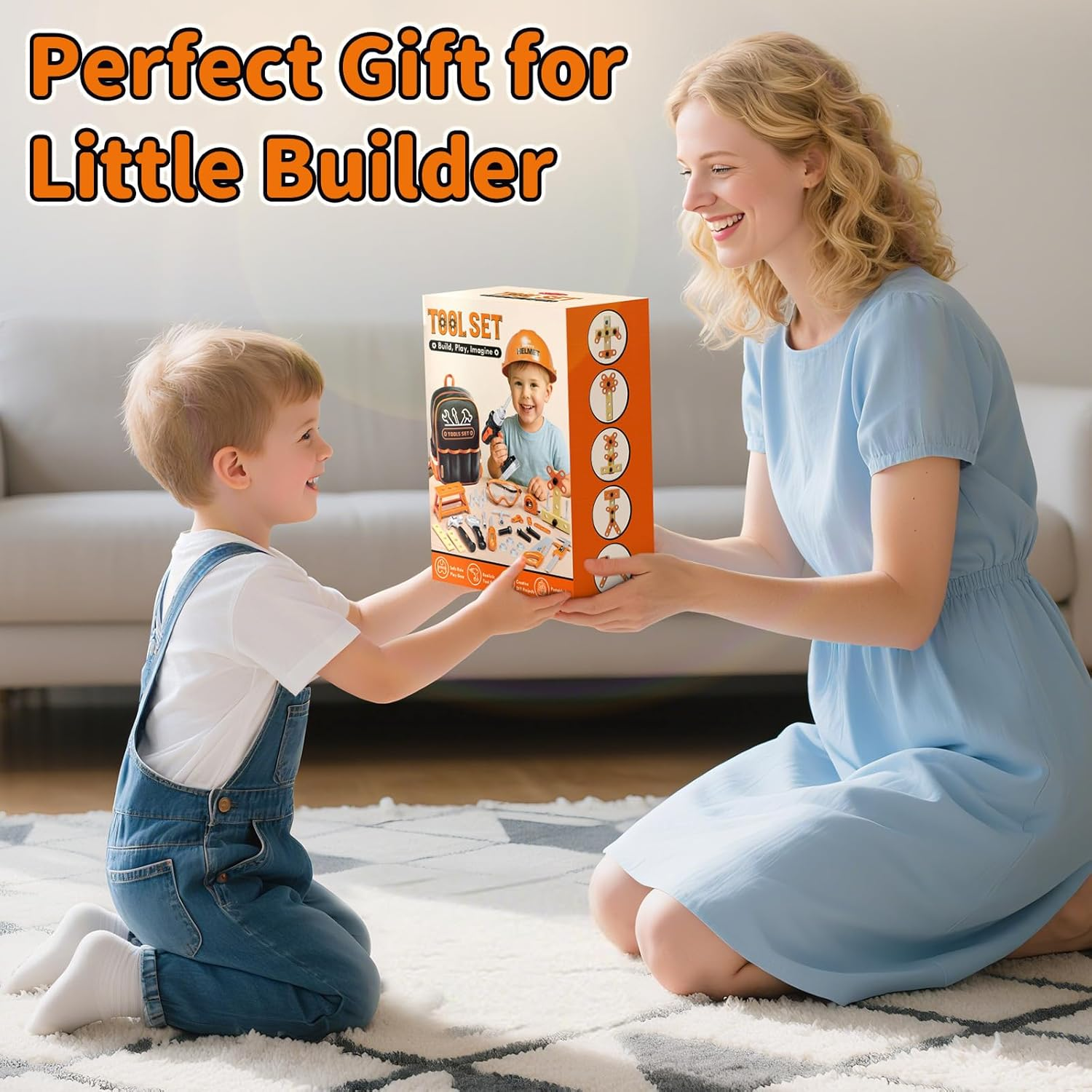 Kidbloom Kids Tool Set with Backpack, 50 PCS Construction Toys with Electric Toy Drill, Helmet and DIY Building Parts, Toys for 3 4 Year Old Boys Gifts image number 5