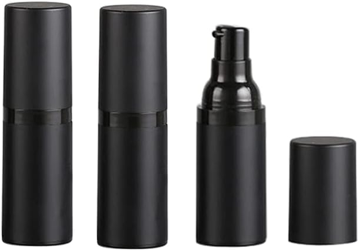 3 Pack Black Airless Pump Bottle Travel Lotion Bottles Cosmetic Cream Bottle Vacuum Pump Bottles Makeup Dispenser Container (15Ml/0.5Oz) image number 4