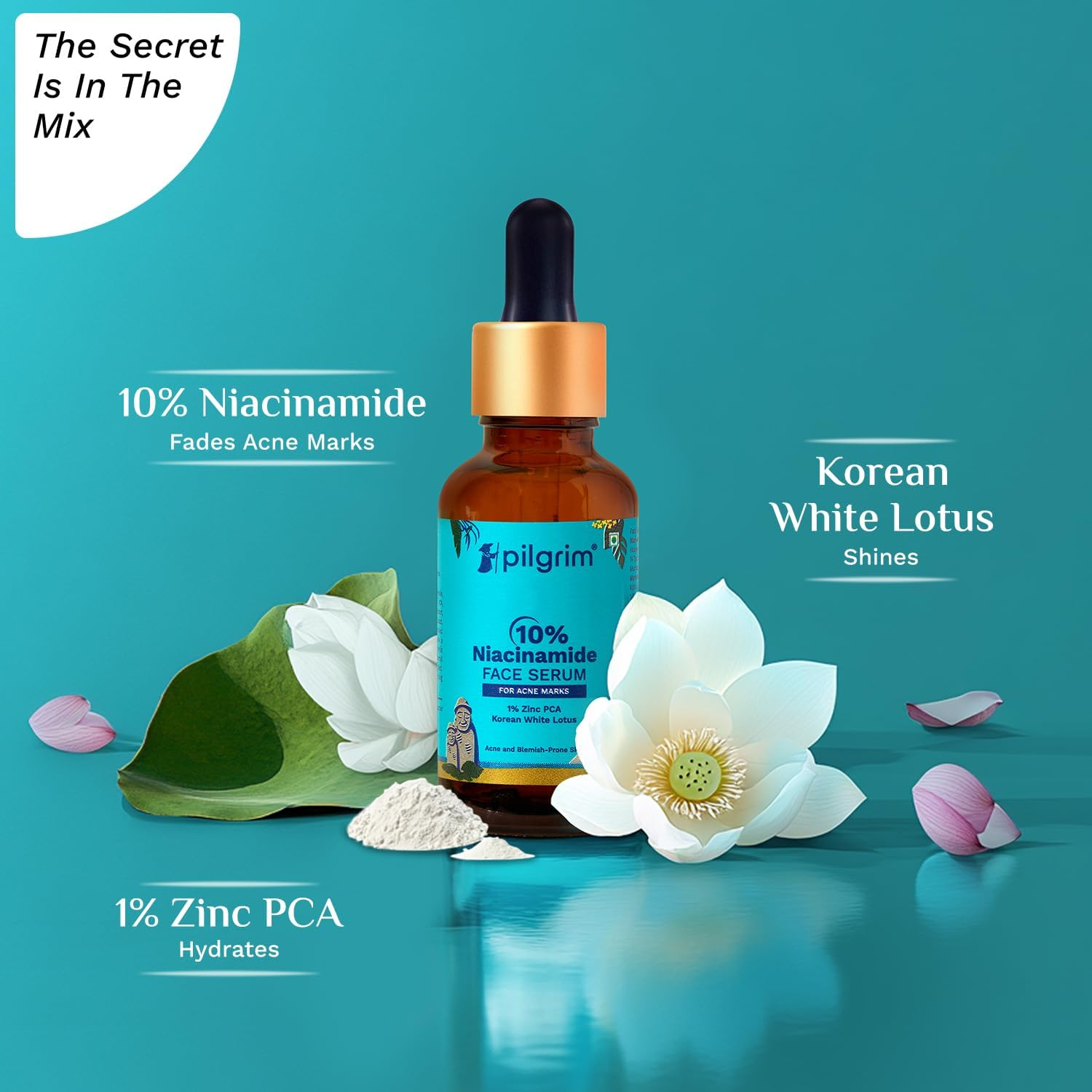 Pilgrim 10% Niacinamide Face Serum for Acne Marks for Unisex 30Ml Blue image number 2