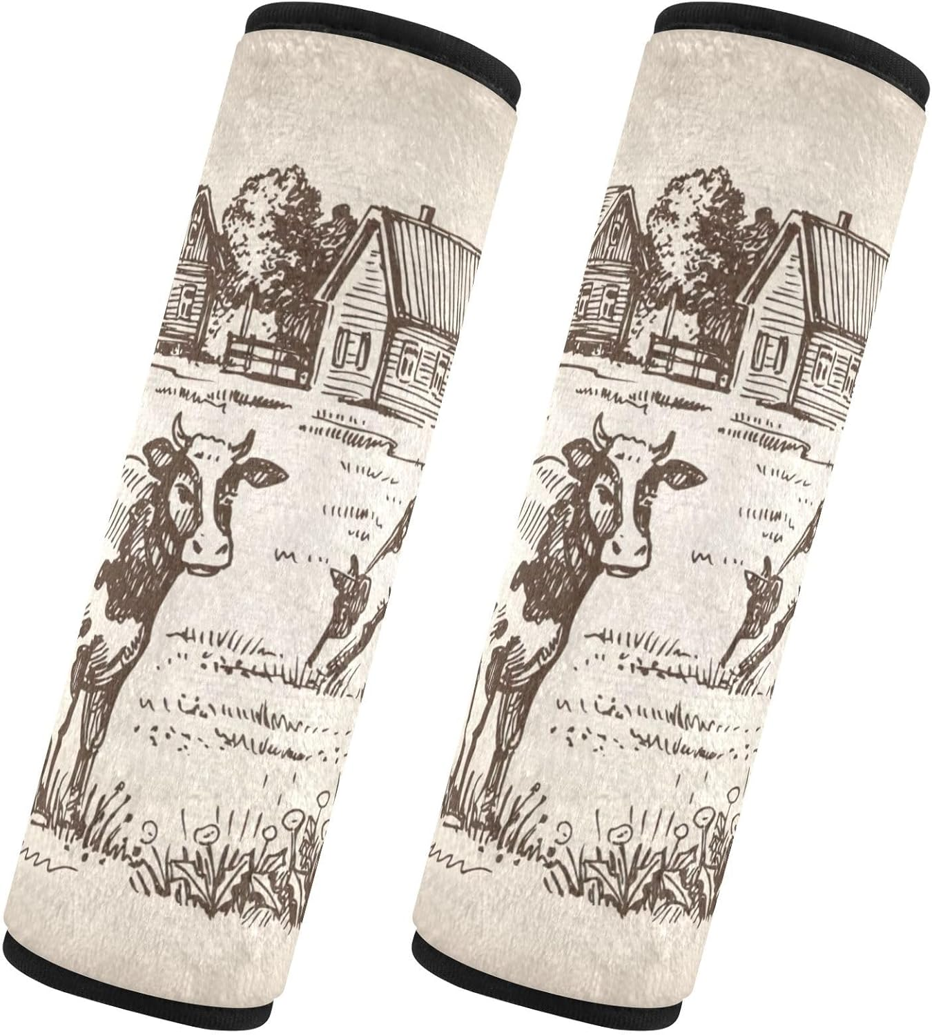 Farm Cow Soft Seatbelt Covers, Padded with Cotton, Shoulder Pad for Bag Strap, Car Seat Belt Pads for Kids image number 1