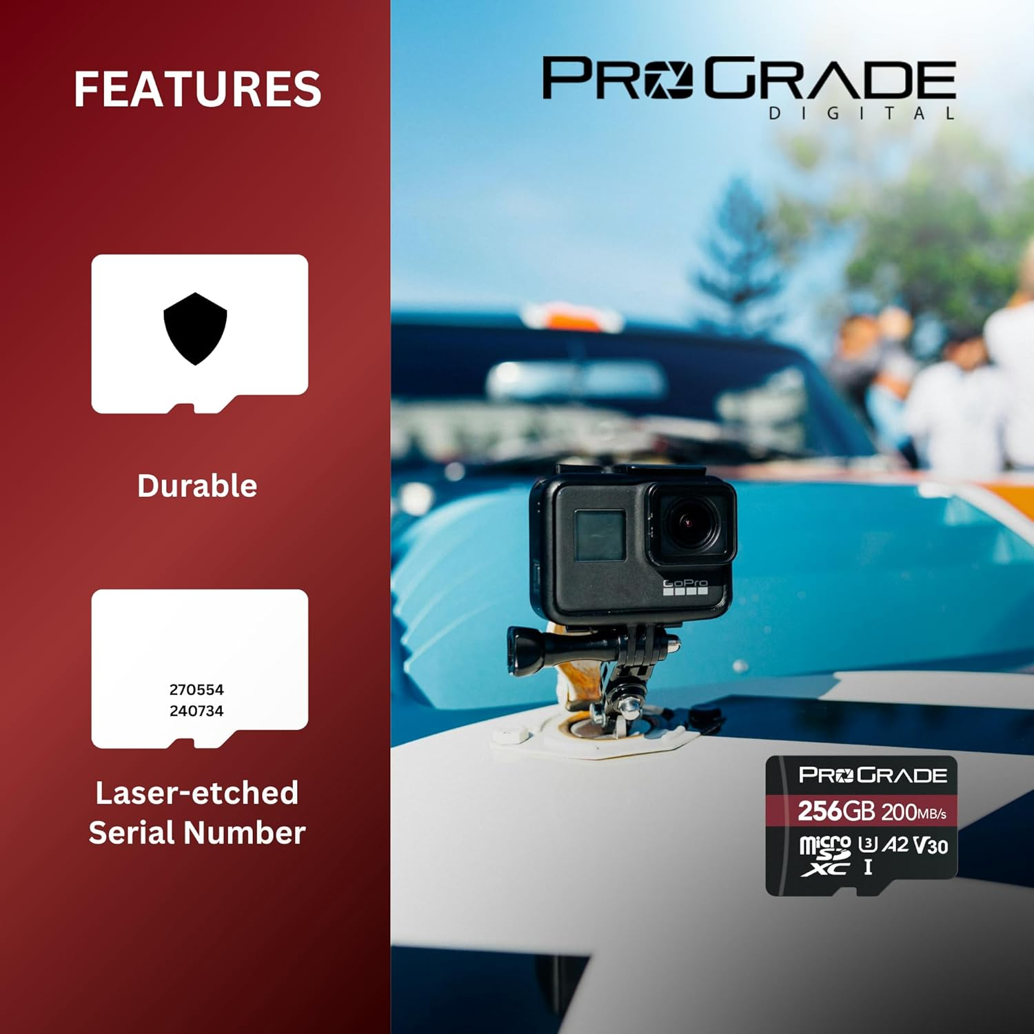 Prograde Digital Microsd Memory Card - V30 Microsd Card for DSLR and Action Cameras - High Speed Transfer of Files & Large Storage - up to 200Mb/S Read Speed (256GB) image number 4