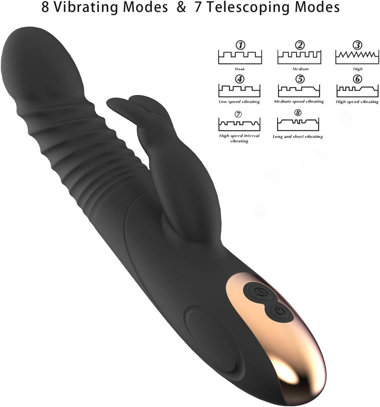 Thrusting Dildo Rabbit Vibrator Sex Toys for Women, G Spot Dildo Thrusting Vibrator Clitoral Nipple Stimulator with 8 Vibrating Modes, Realistic Anal Plug Toys Dildos Adult Sex Toy for Woman Pleasure image number 6