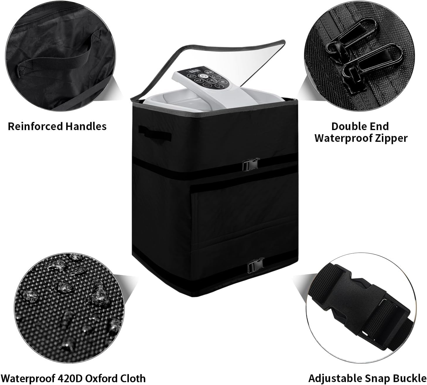 UCEDER Waterproof Hot Tub Pump Cover with Clear PVC Window,Insulated Spa Heater Cover with Install Door Design & Adjustable Buckle (Black, 16.9" X14.9"X21.2") image number 2