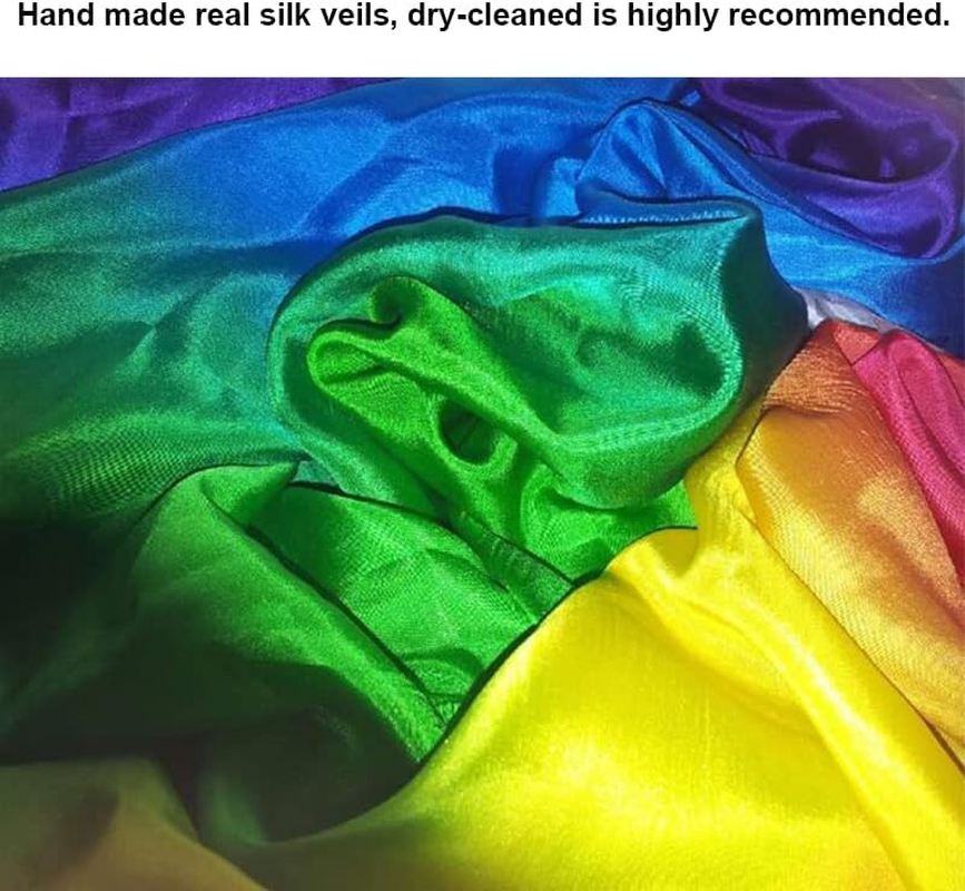 Nimiman Women 100% Real Silk Belly Dance Veils Dancing Hand Scarves Gradual Color Adult Size image number 3