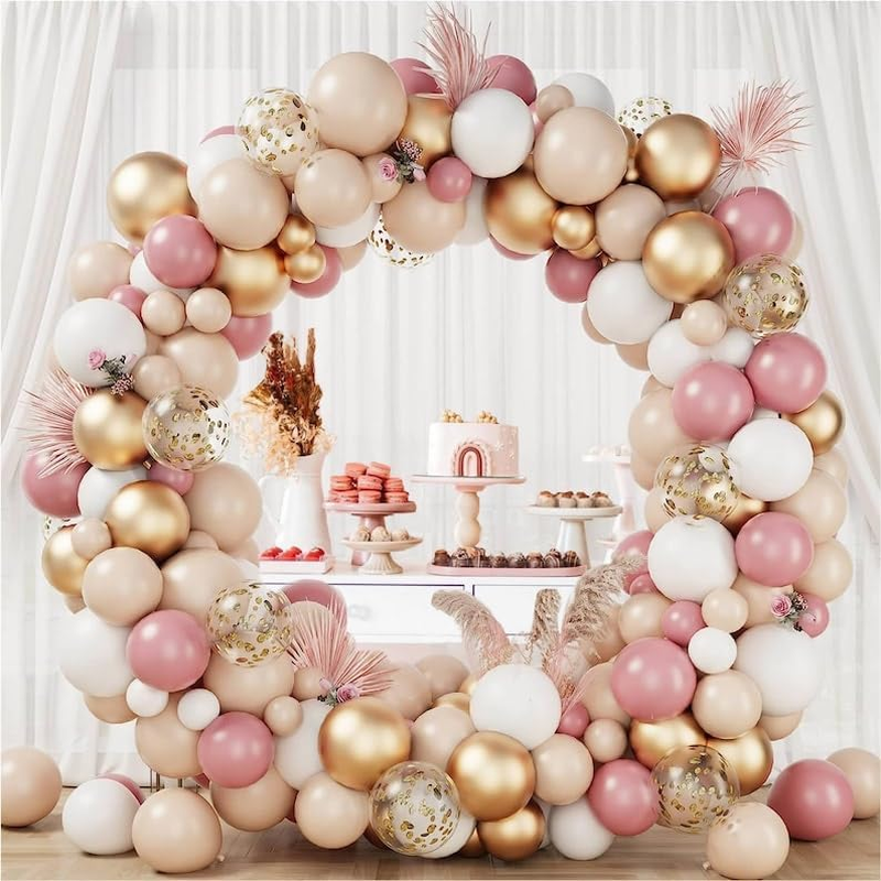 Blush Pink Balloons Arch Garland Kit,140Pcs Dusty Pink Balloons Arch Kit with Rose Gold Apricot Balloon Nude Balloon Garland for Grils Baby Shower Decoration,Birthday Party,Boho Wedding,Bridal Shower image number 5