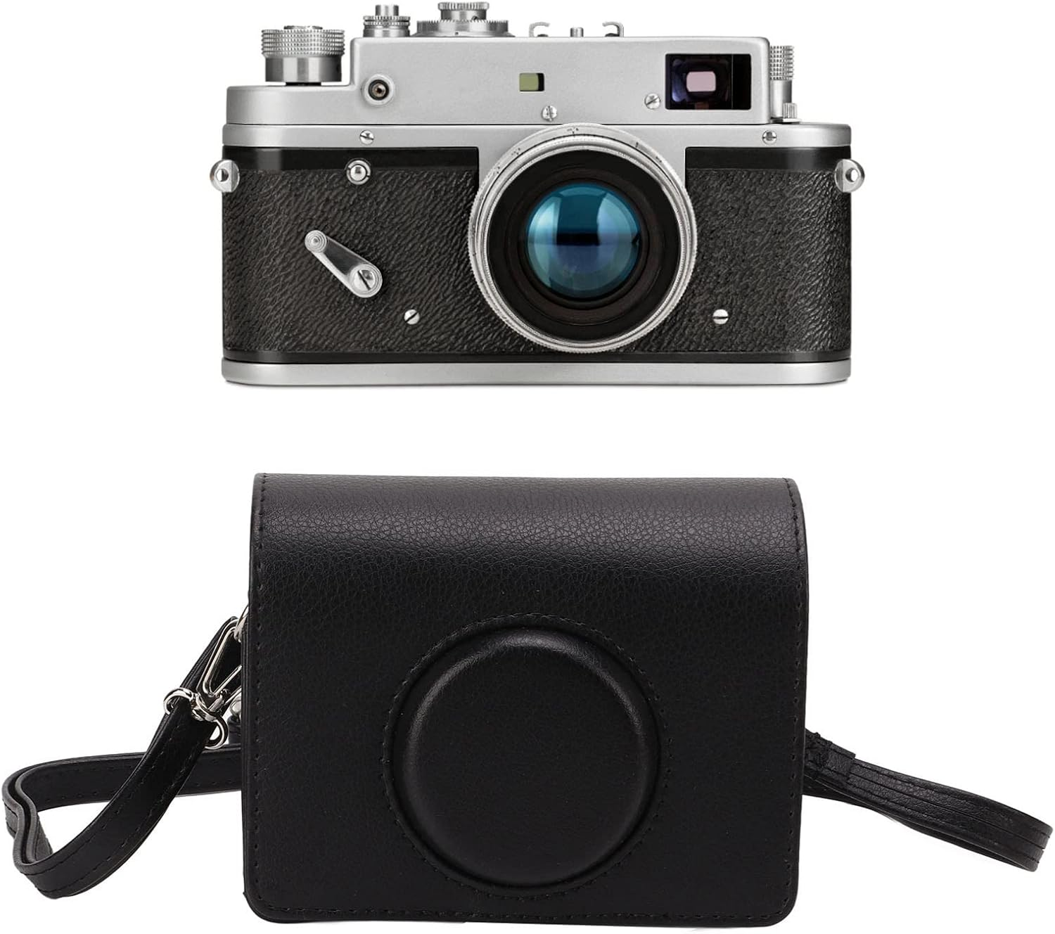 Protective Case for Fuji Inst Mini Evo Camera, Instant Camera PU Leather Bag with Removable Adjustable Shoulder Strap, Camera Case for Mini Evo (Black)