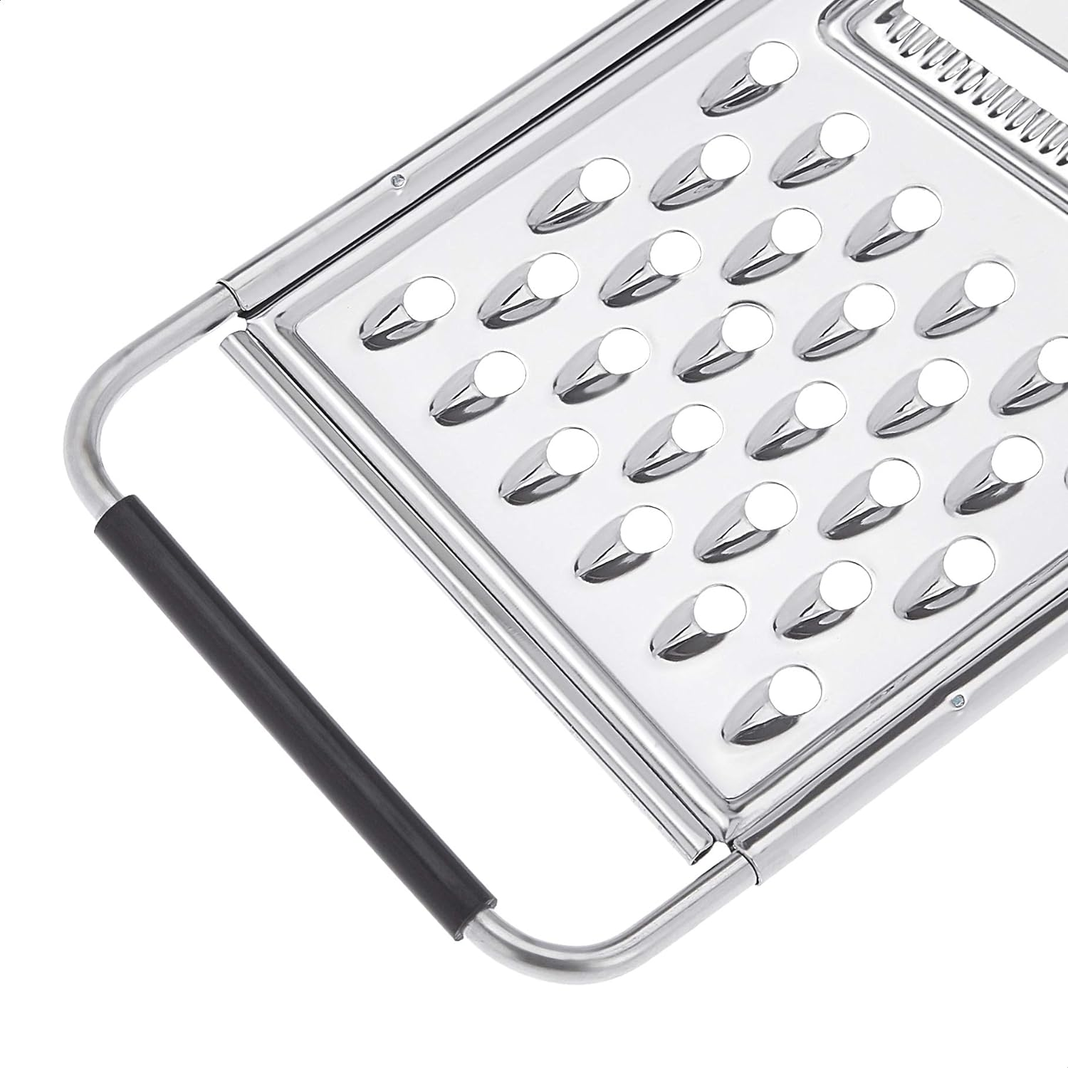 Amazon Basics Rectangular Stainless Steel Flat Cheese Grater with Non-Slip Handle and Base, Black (Previously Amazon Commercial Brand)