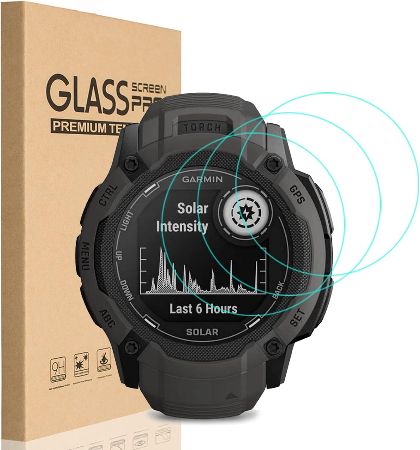 HEYUS [3 Pack] for Garmin Instinct 2X Solar 50Mm Screen Protector, 9H Hardness Scratch Resistant Tempered Glass Protective Film Cover for Garmin Instinct 2X SOLAR 50Mm