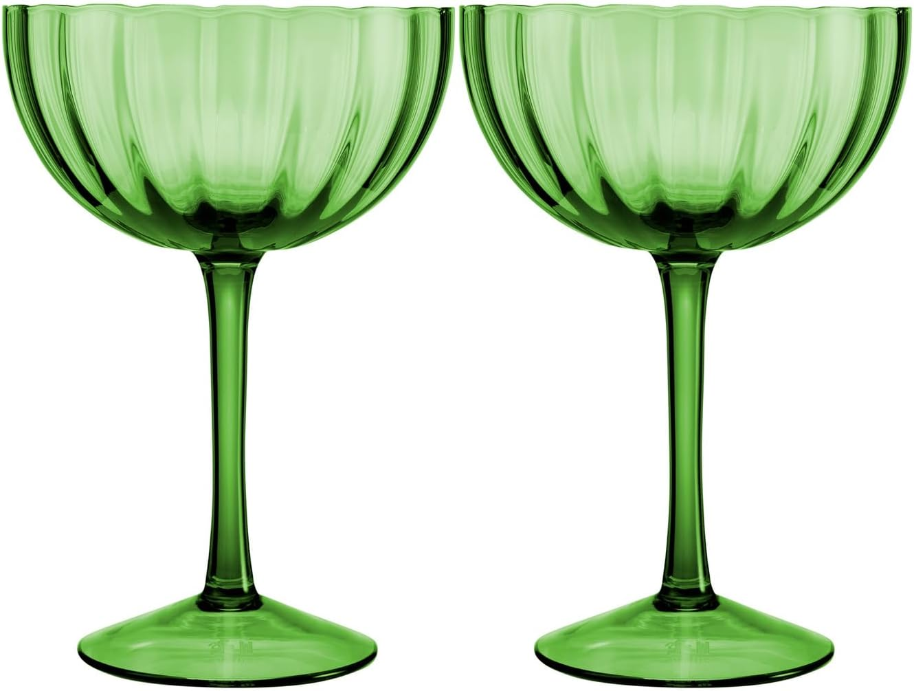 Maxwell & Williams Wicked Pink Goes Good with Green Ribbed Coupe Glass in Glinda Gift Box, Pink (Set of 2)