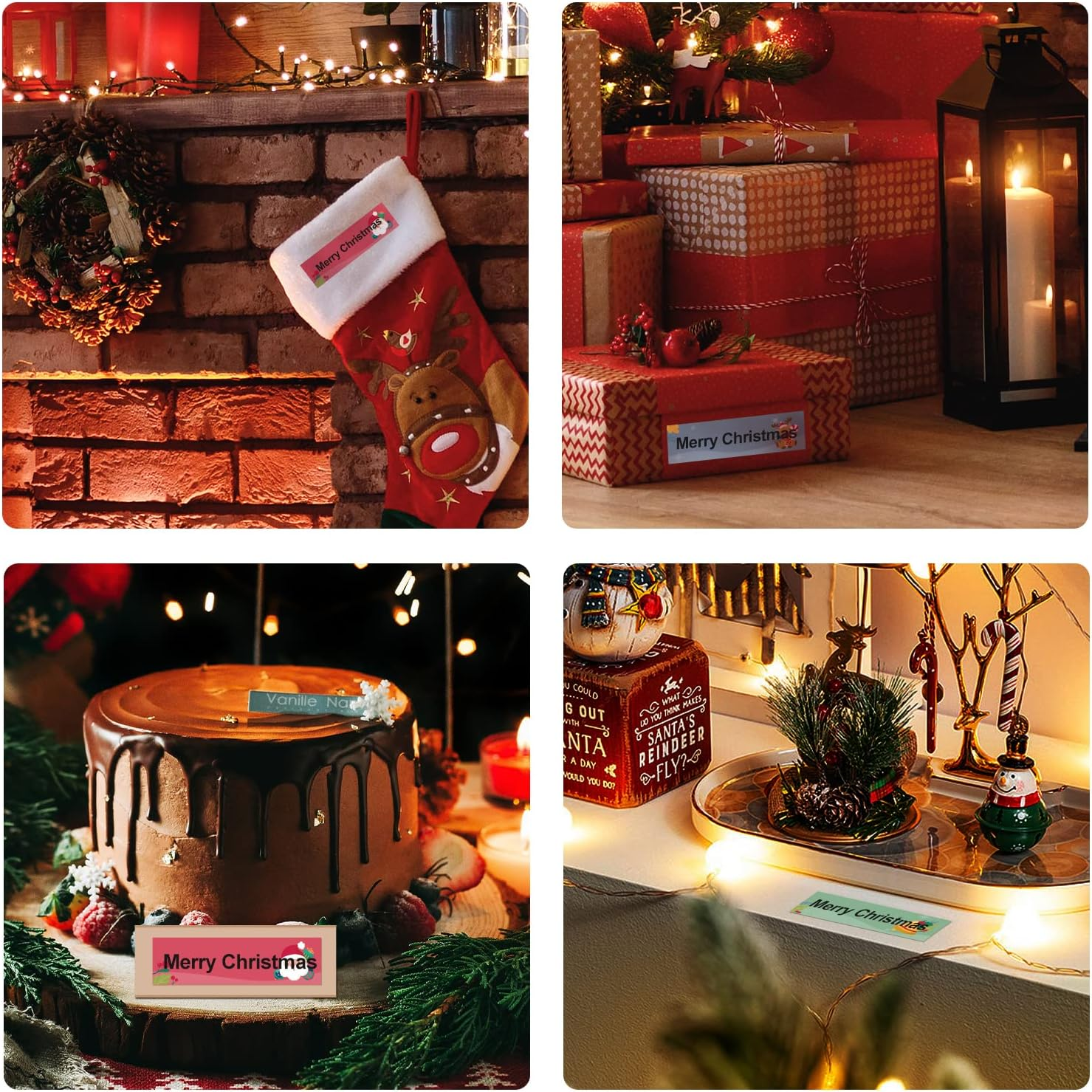 NIIMBOT Thermal Label Stickers (0.98''X2.36'') 110 Sheets/Roll with Christmas Elements, Personalized Refill Tape for D101 Label Maker, Waterproof