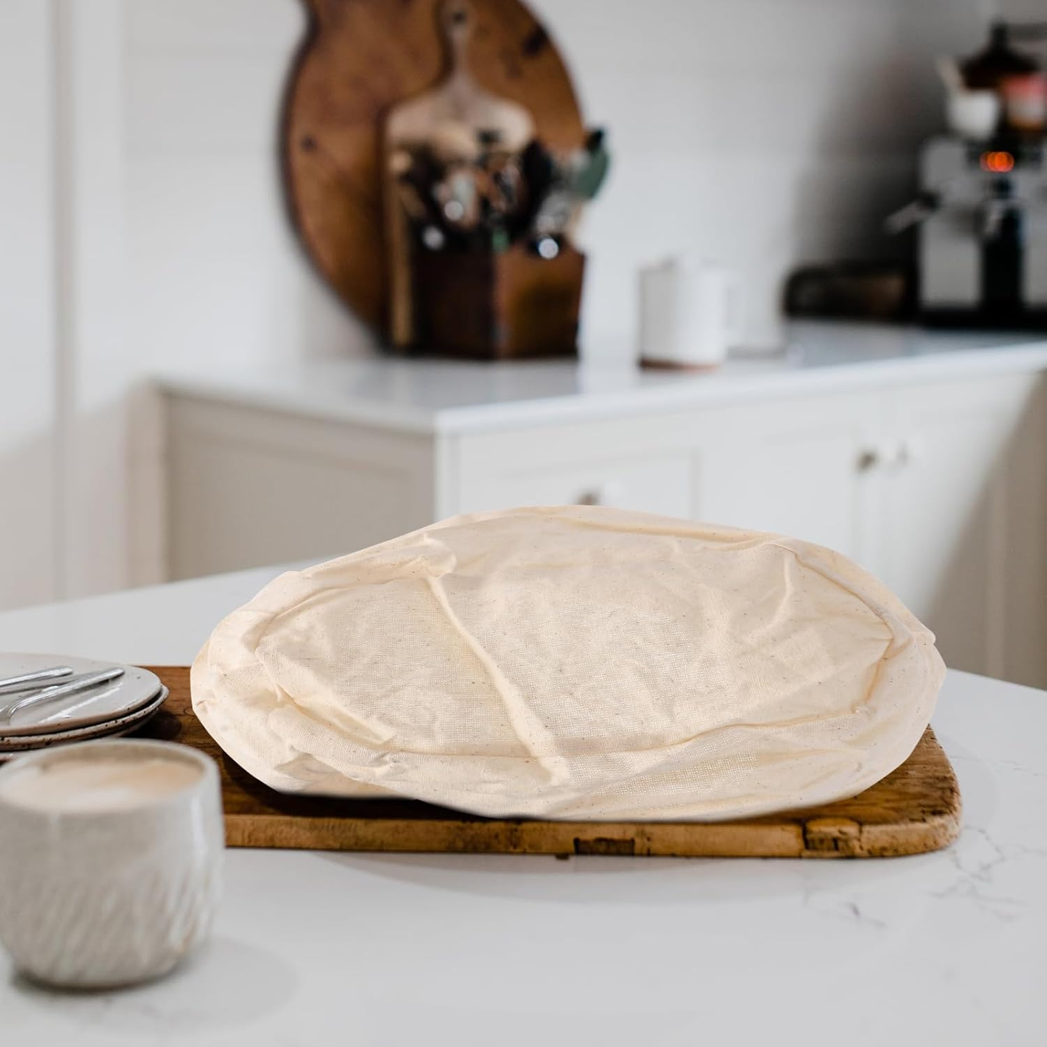 MUCKLILY 2Pcs Sourdough Bread Sourdough Proofing Basket Bread Proofing Cloth Liner Cheese Wax Cannabutter Maker Bread Baker Tools Keeper round Couch Baking Supplies Fermented Cloth Rattan image number 3