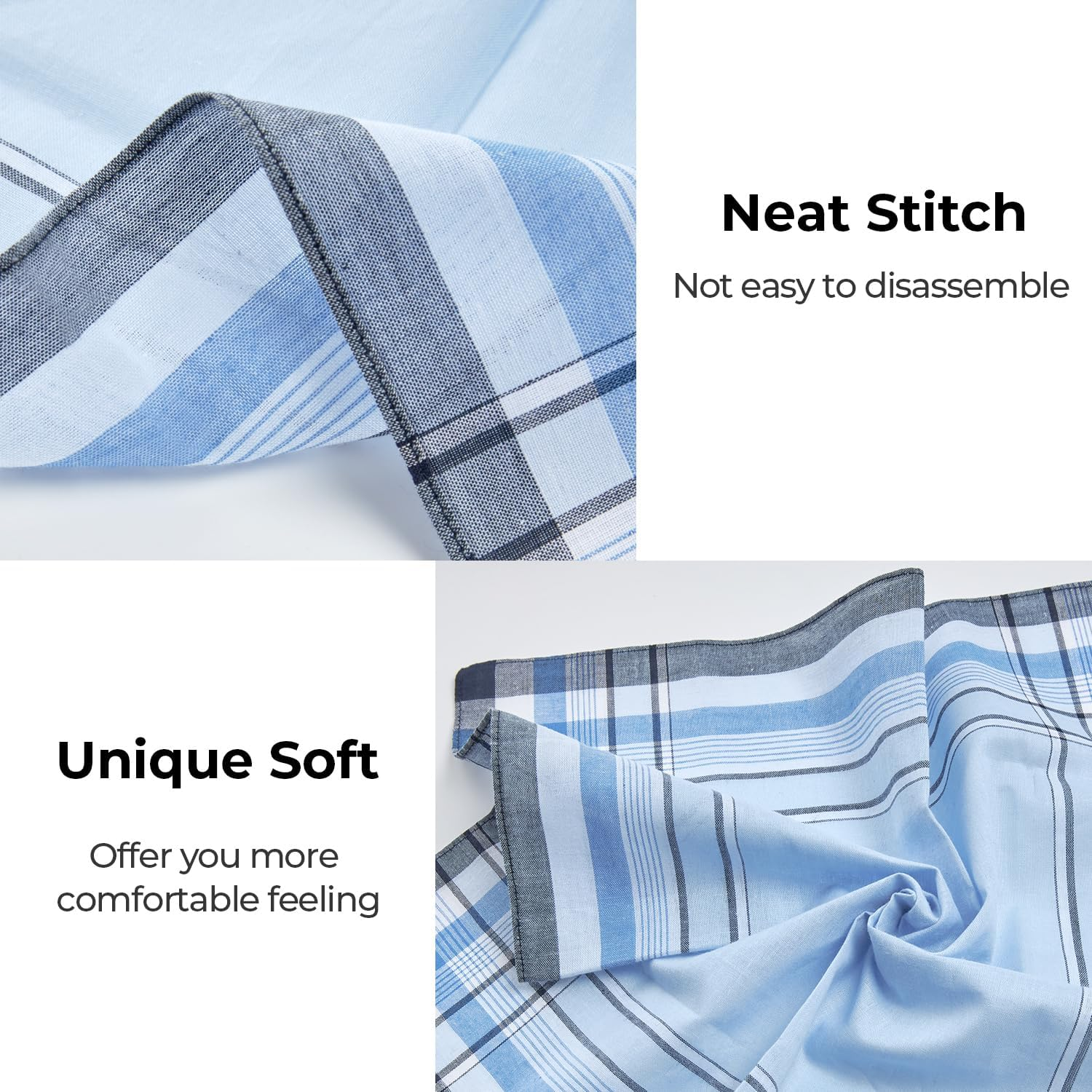 Ohuhu Handkerchiefs Men Cotton, 12 Pack 100% Cotton Handkerchief for Men, Classic Pocket Squares Hankies for Men Women image number 4