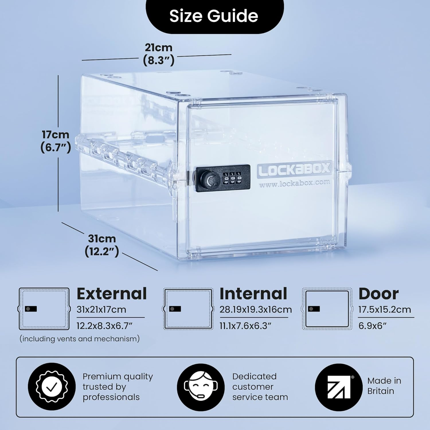 Lockabox One&trade; | Compact and Hygienic Lockable Box for Food, Medicine, Tech and Home Safety (Crystal) image number 3