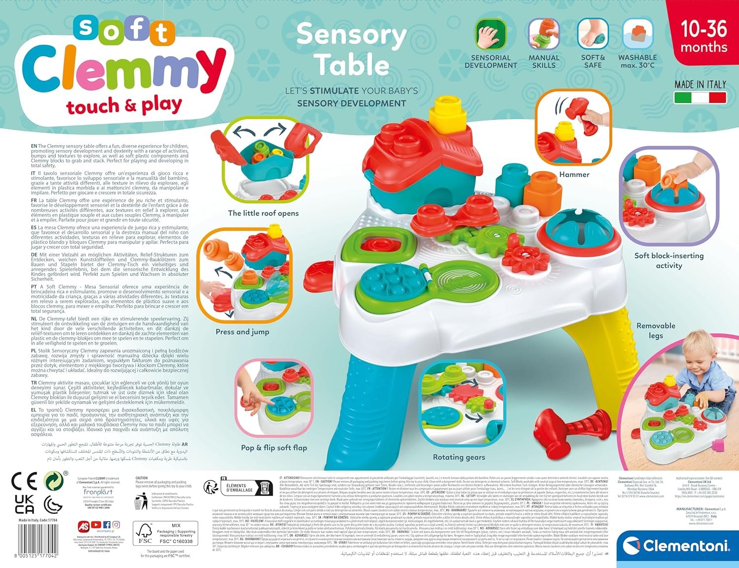 Clementoni - Clemmy Touch, Discover & Play Sensory Table - Activity Table with Soft Building Blocks for 10 Month Old, Washable Bricks, Made in Italy image number 4