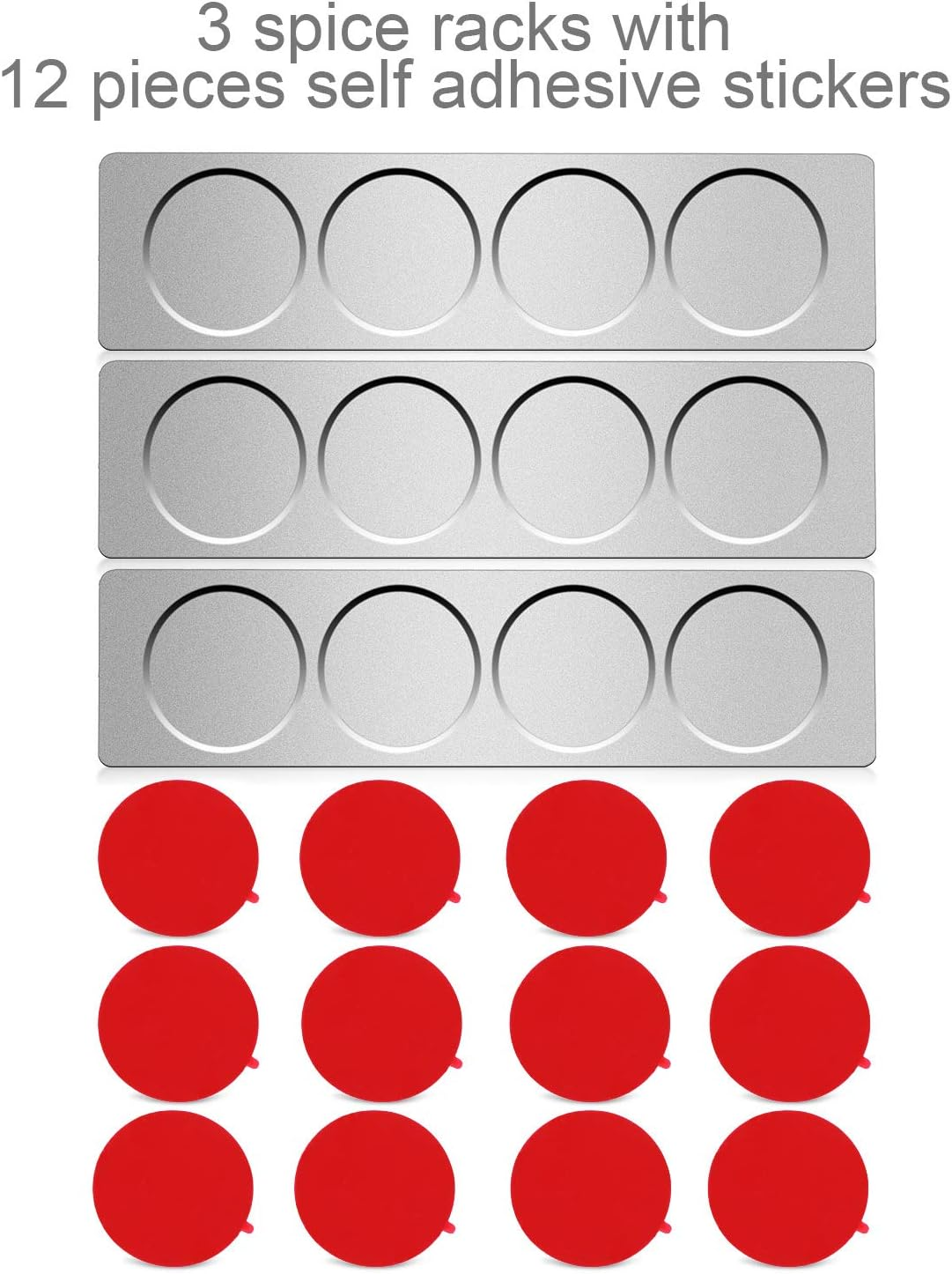 Chengu 3 Pieces Stainless Steel Wall Plate Base Wall Mounted Base for Home Magnetic Spice Jars Supplies Kitchen image number 2