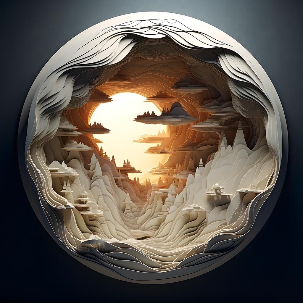 Bgraamiens Puzzle-Dawn- 3D Visual Dawn inside a Cave 1000 Pieces round Puzzle for Adult, Hard Challenge Puzzle for Adult image number 4