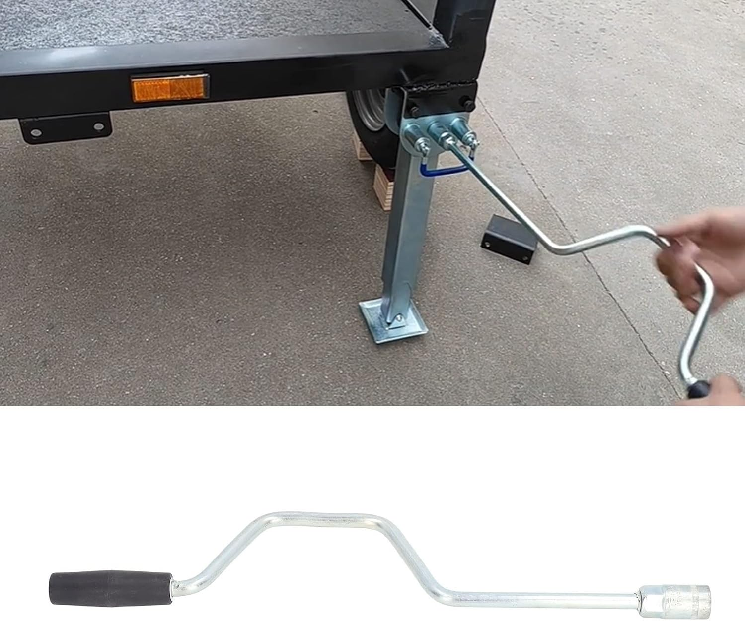 Trailer Winding Handle, Leg Winder, Rustproof Galvanized Iron Stand Speed Brace for RV, Long Service Time for RV, Trailer, Caravan Bracket Leg Adjustment image number 3