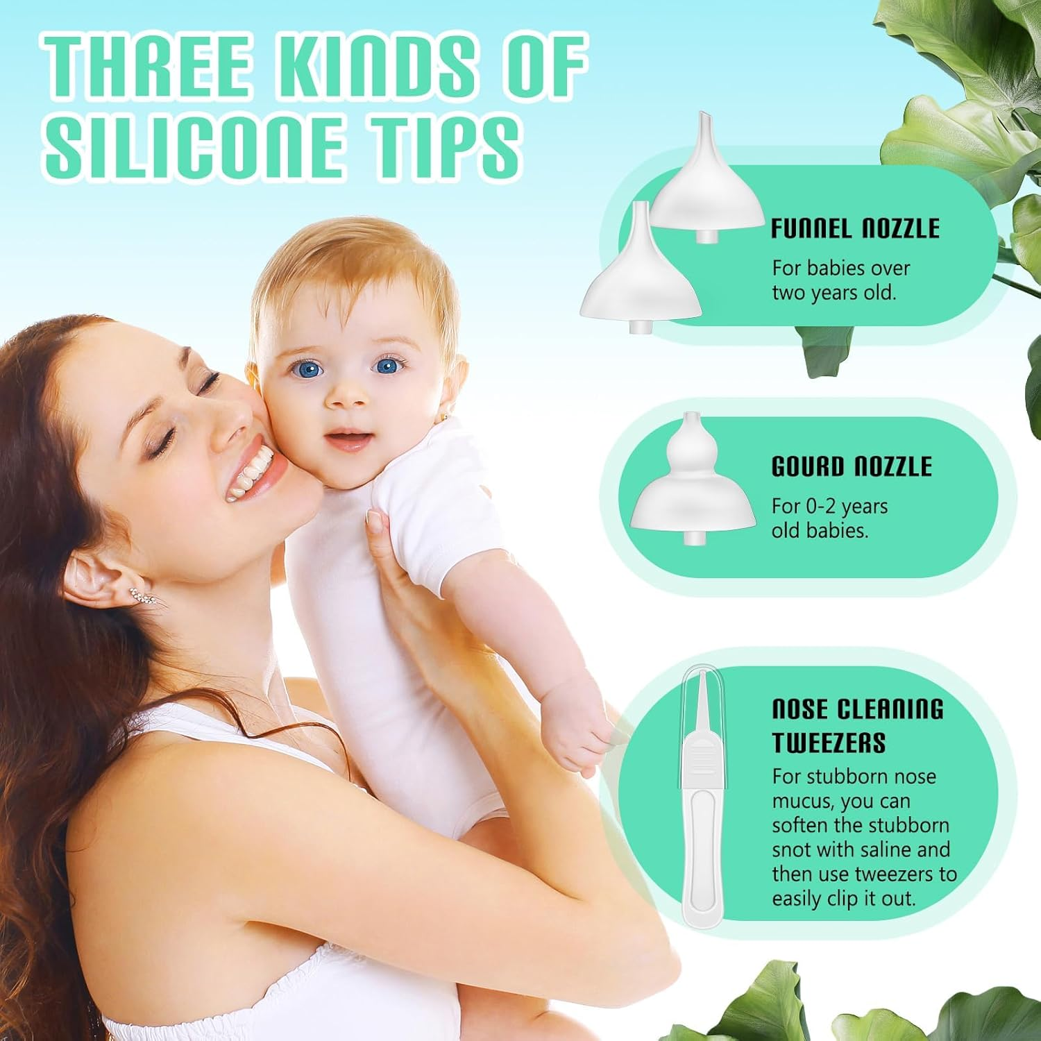 IODOO Electric Nasal Aspirator, Baby Nose Cleaner with 5 Suction Levels and 3 Silicone Tips, Rechargeable Mucus Sucker with Music and Soothing Light, for Newborns Babies and Children