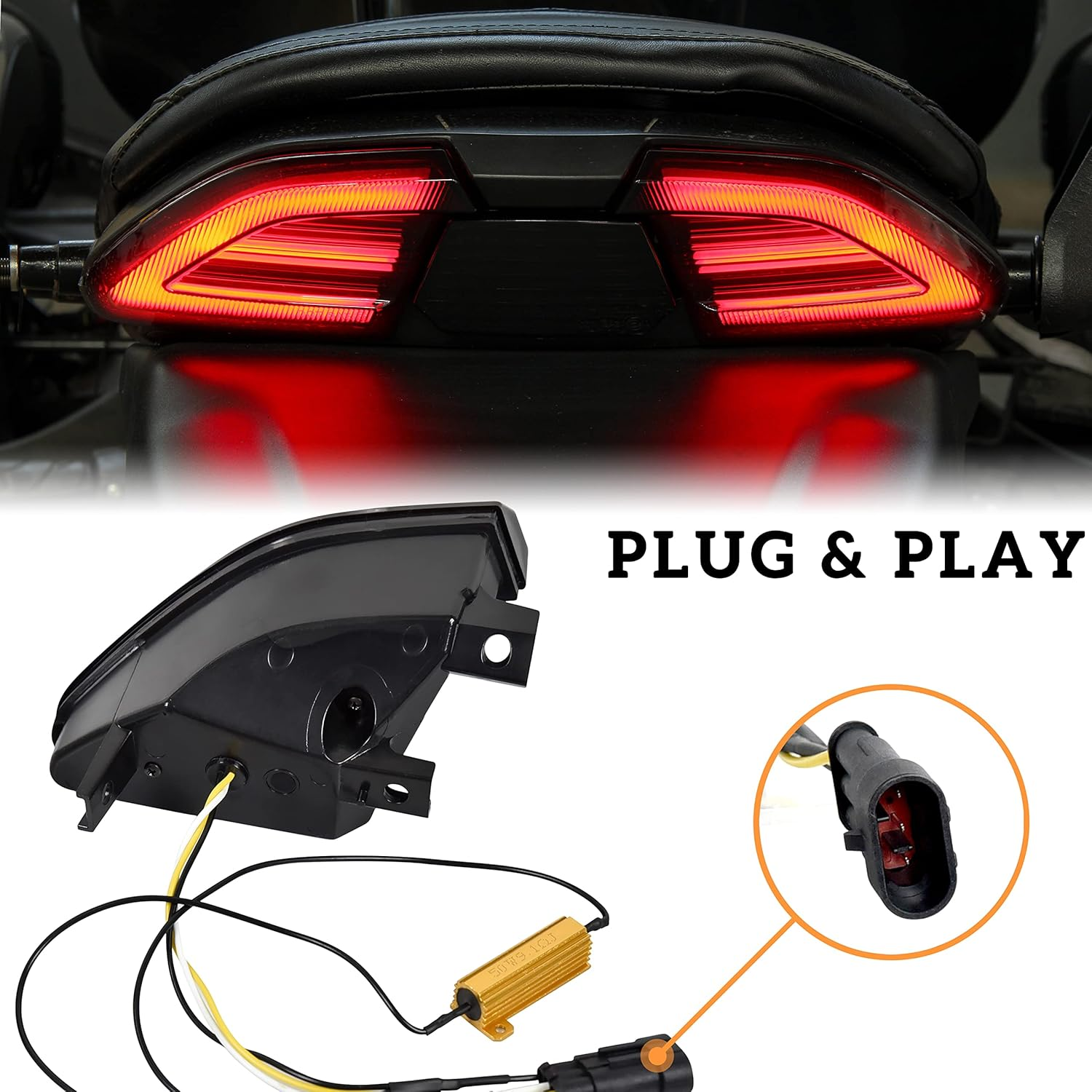 UTV Smoked Black LED Tail Lights for Can Am Spyder, SAUTVS Rear Turn Signal Lights Brake Tail Lamps for Can-Am Spyder F3 All Models Accessories (2PCS) image number 1