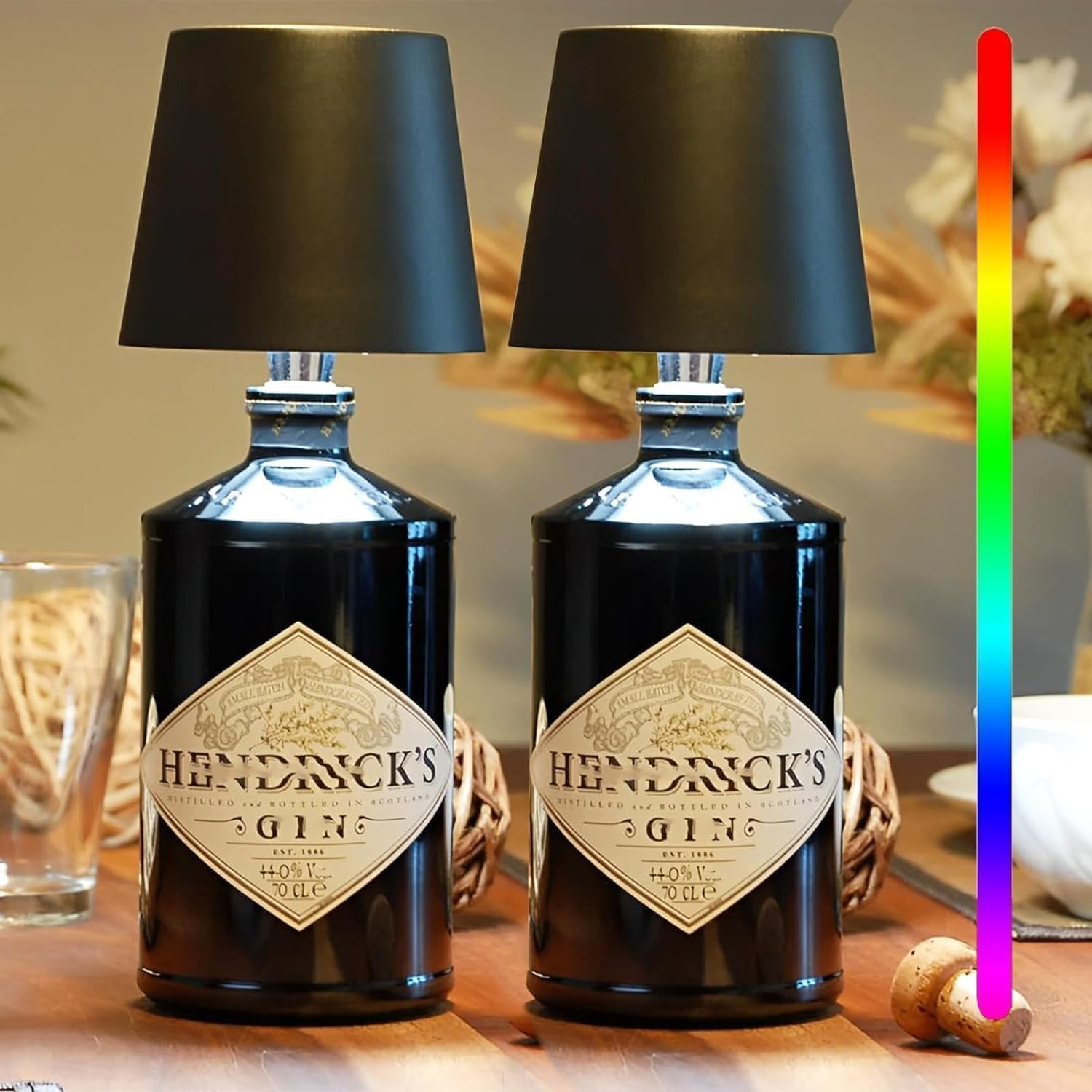 Wireless Bottle Lamp, 3 Color Stepless Dimming, Rechargeable Touch Lamp, Outdoor Table Lamp, Bar Lamp (Gold Plating-Tricolor Light)