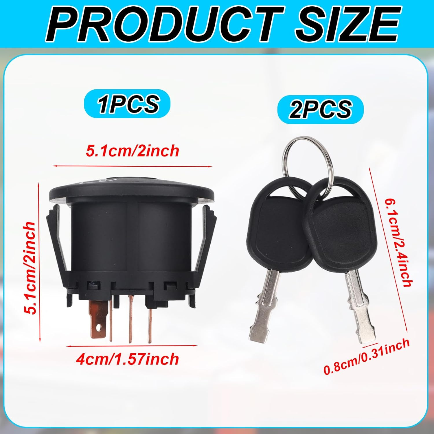 725-12066 Ignition Switch with 2 Keys, 3 Position 6 Pin Key Switch Compatible with Cub Cadet ZT1-42/46/50/54, ZT2-50/54 for MTD Z510 Z530 Z550 Z560 Z5200 Replaces 725P12066, 925-12066 image number 5